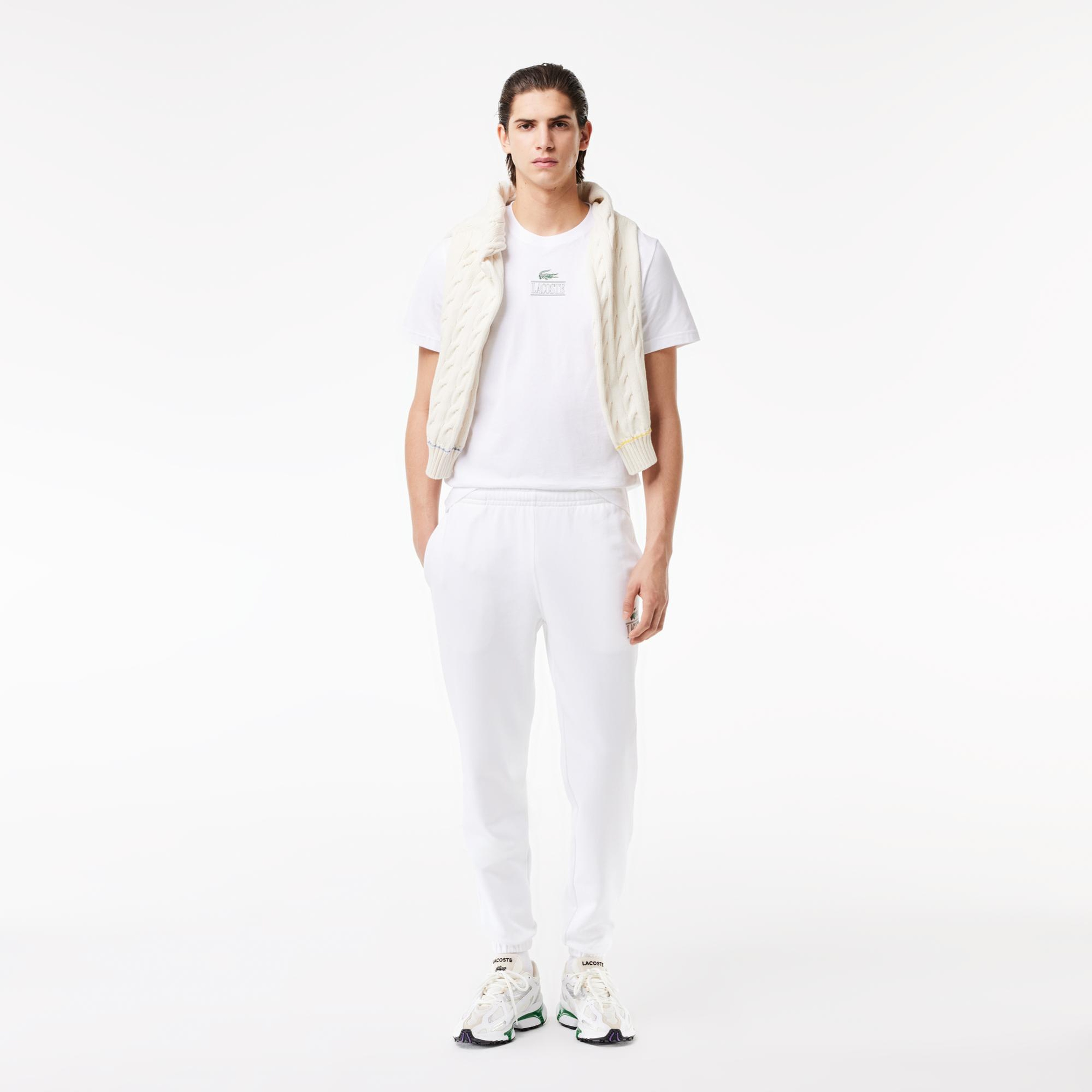 Lacoste Unisex Regular Fit Bisiklet Yaka Baskılı Beyaz T-Shirt