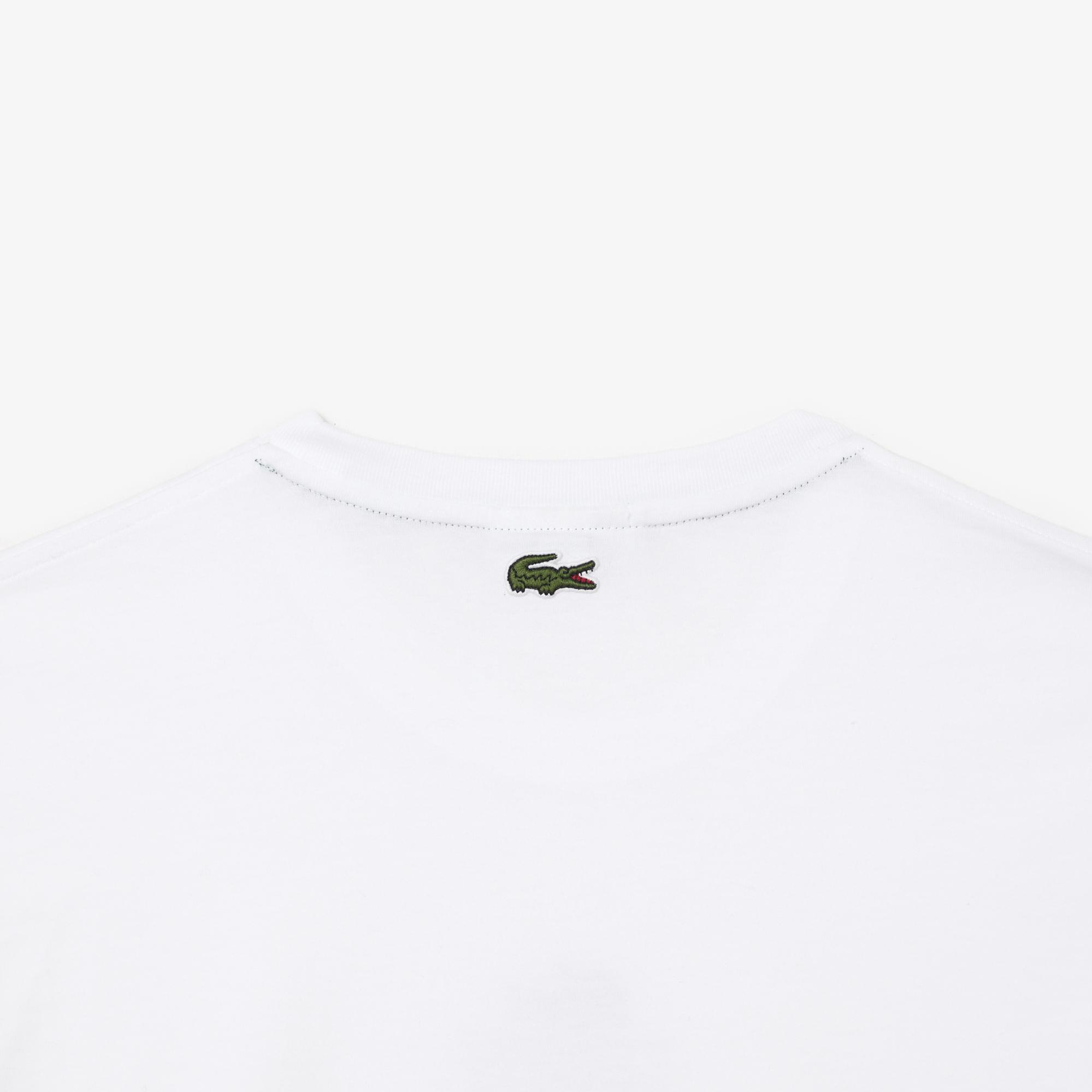 Lacoste Unisex Regular Fit Bisiklet Yaka Baskılı Beyaz T-Shirt