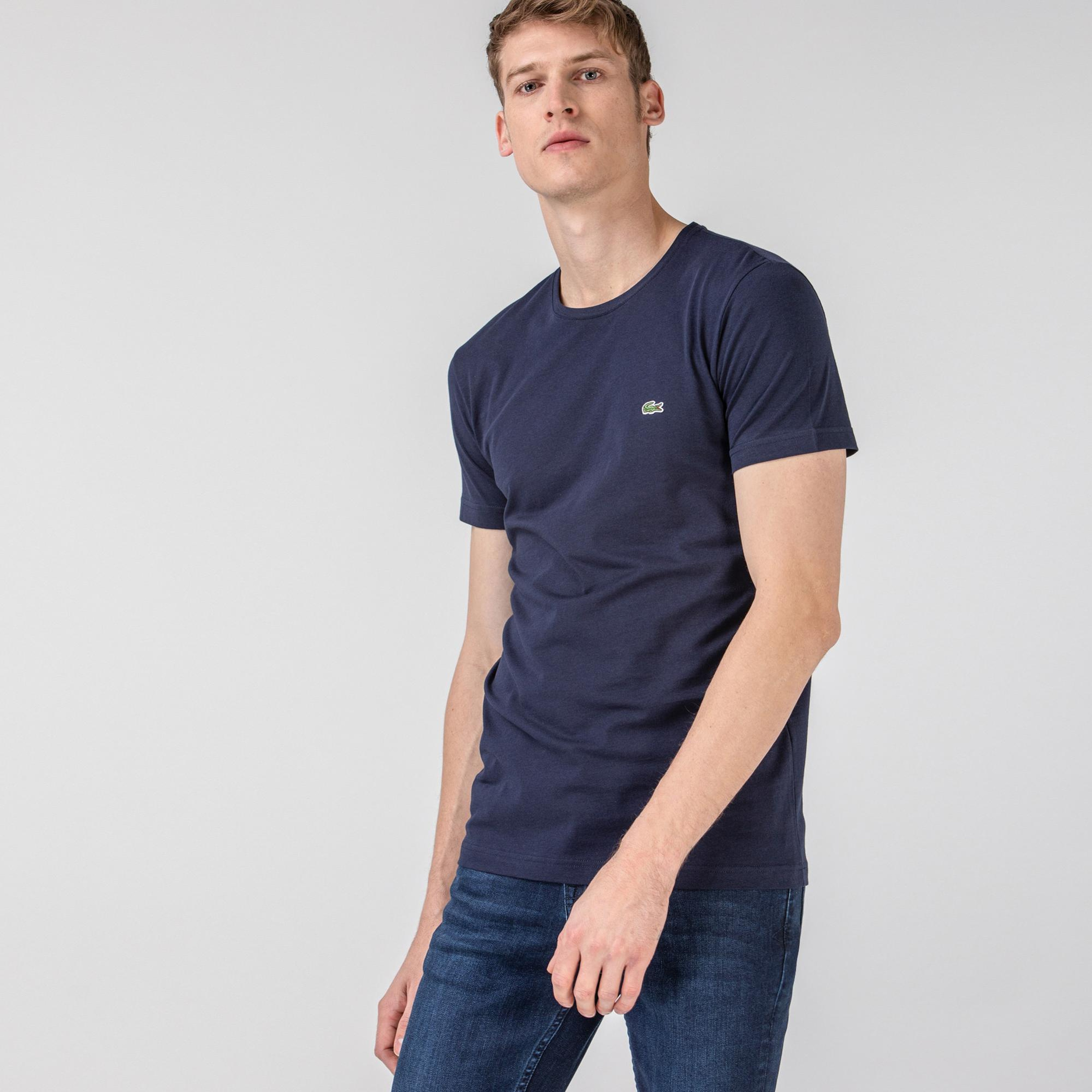 Erkek Slim Fit Bisiklet Yaka Lacivert T-Shirt