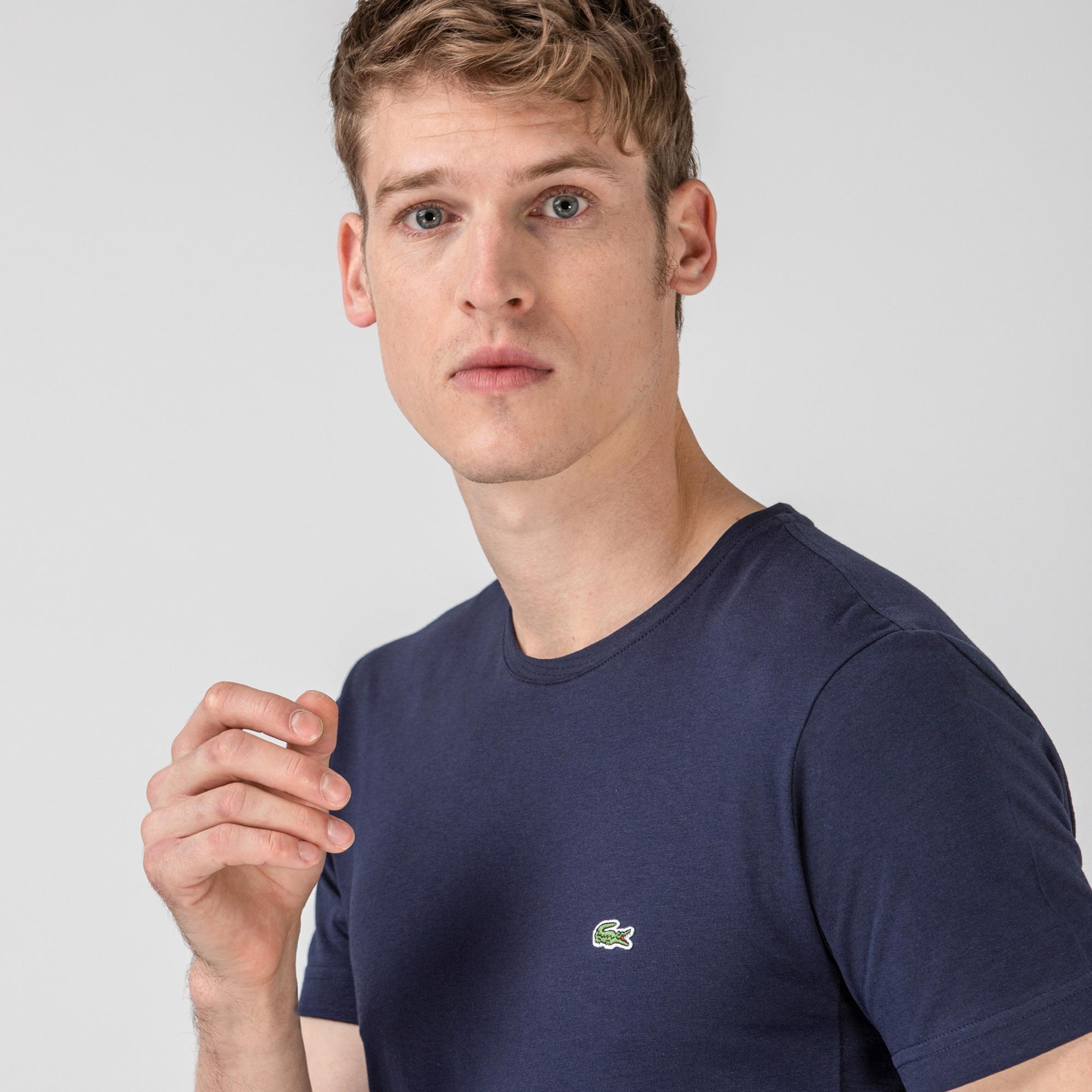 Erkek Slim Fit Bisiklet Yaka Lacivert T-Shirt