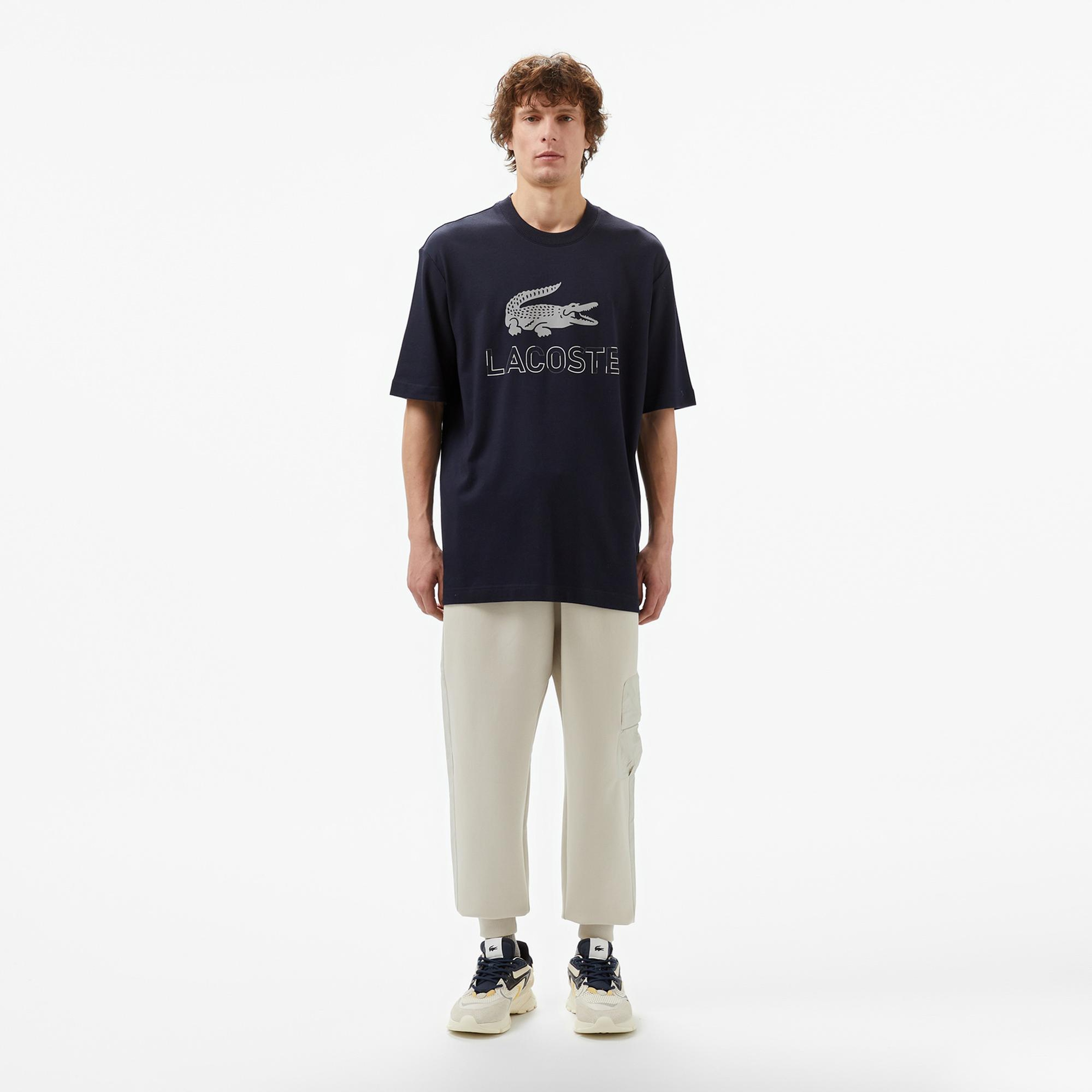 Lacoste Erkek Regular Fit Bisiklet Yaka Baskılı Lacivert T-Shirt