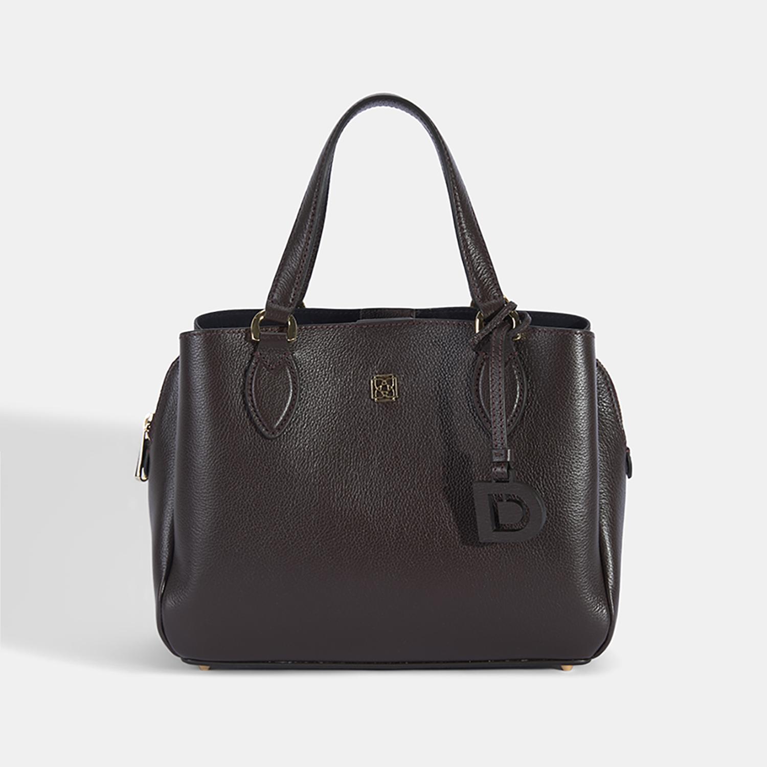 Kadın Kahve D Logolu Deri El Çantası