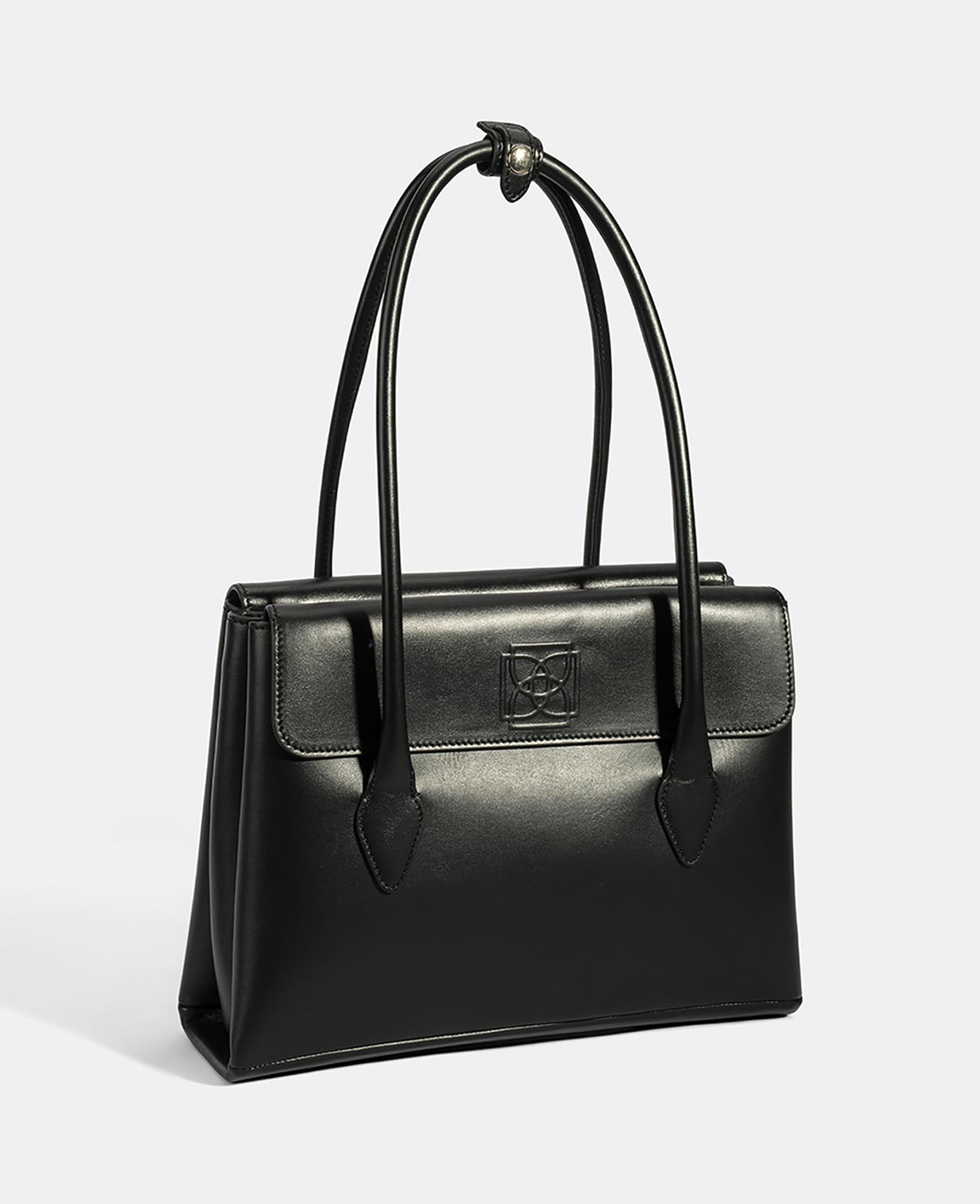 DESA Kadın Siyah Monogram Baskılı Deri Omuz Çantası