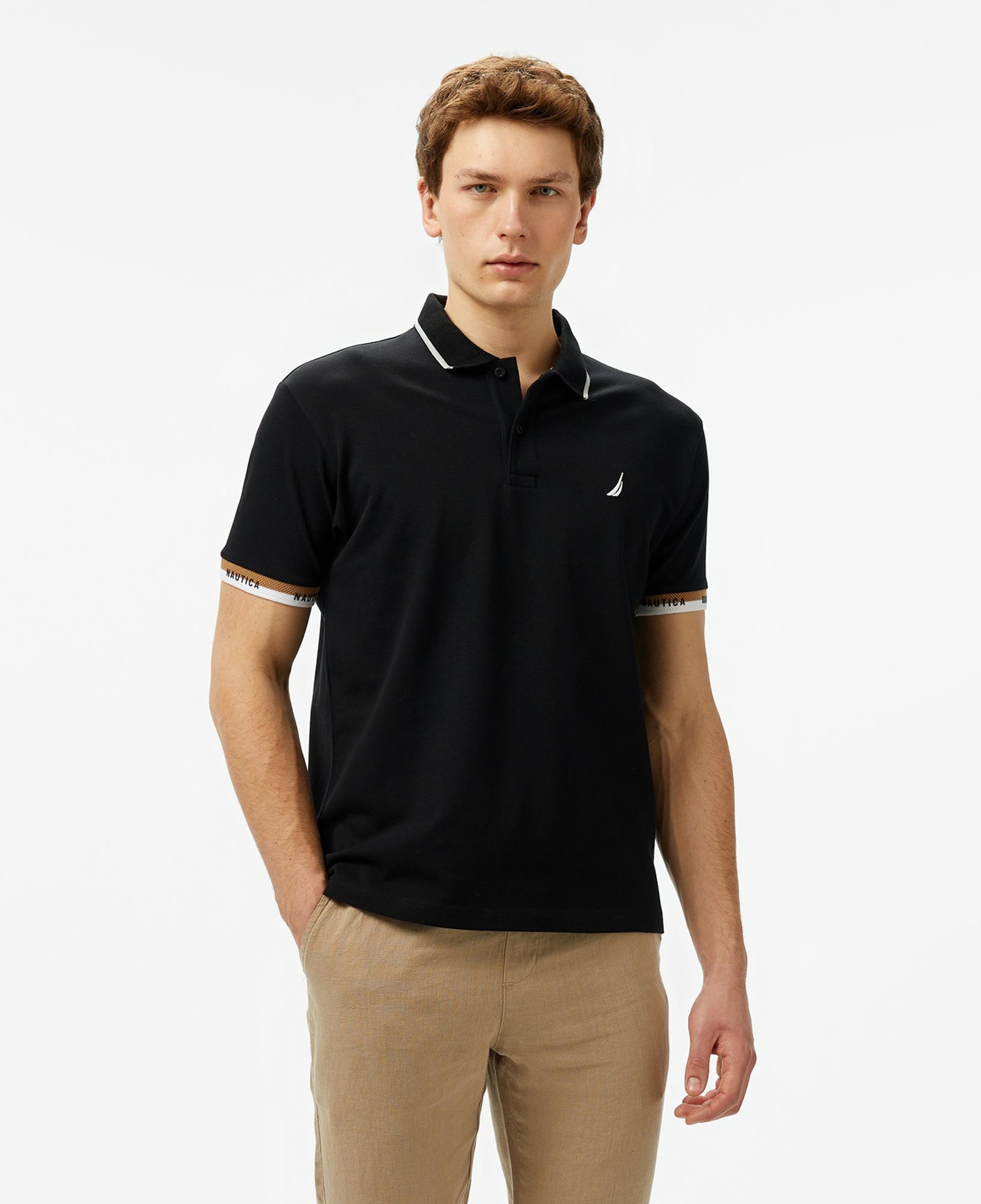 Nautica Erkek Siyah Classic Fit Polo Yaka T-Shirt