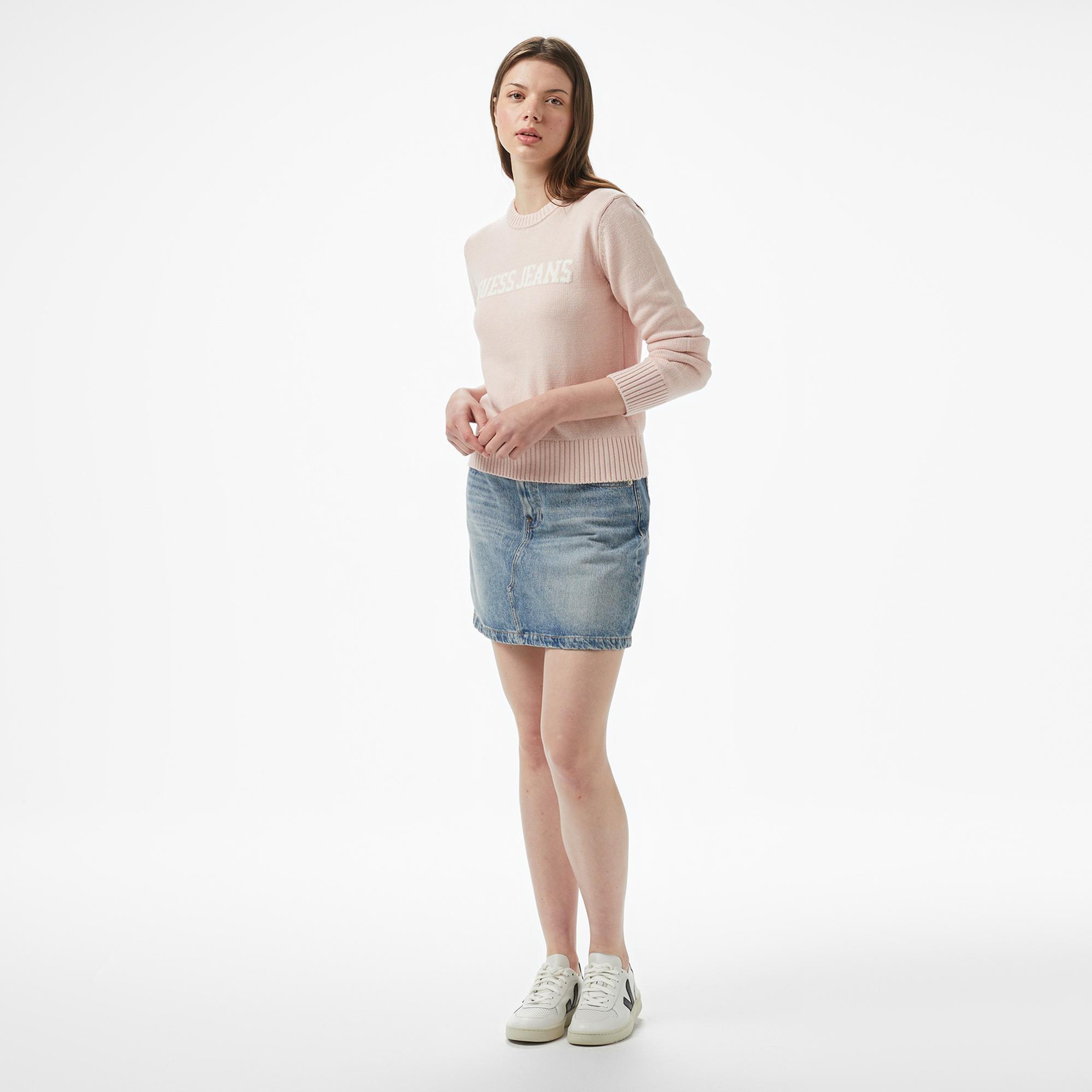 Guess Intarsia Kadın Pembe Kazak