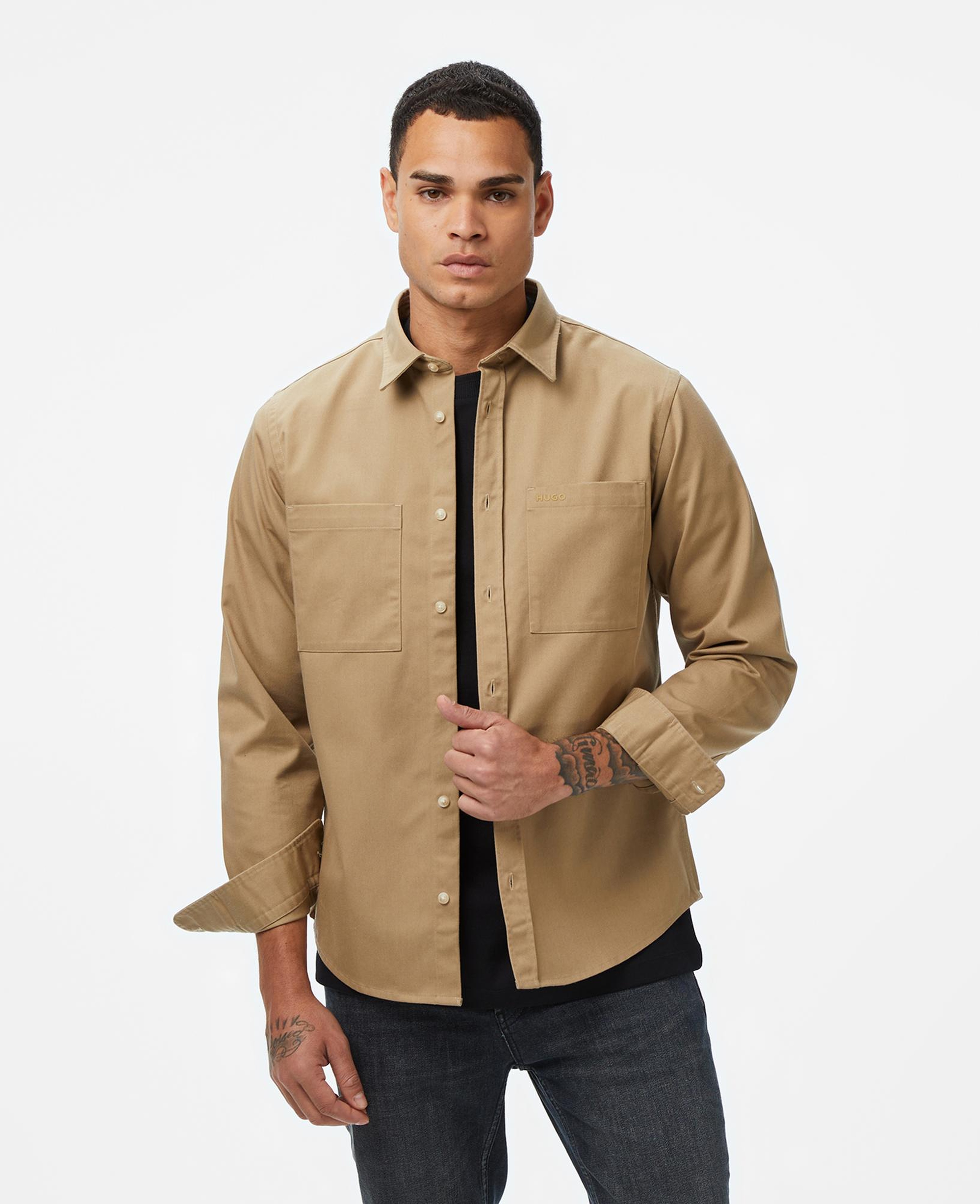 Hugo Egrin Erkek Bej Gömlek