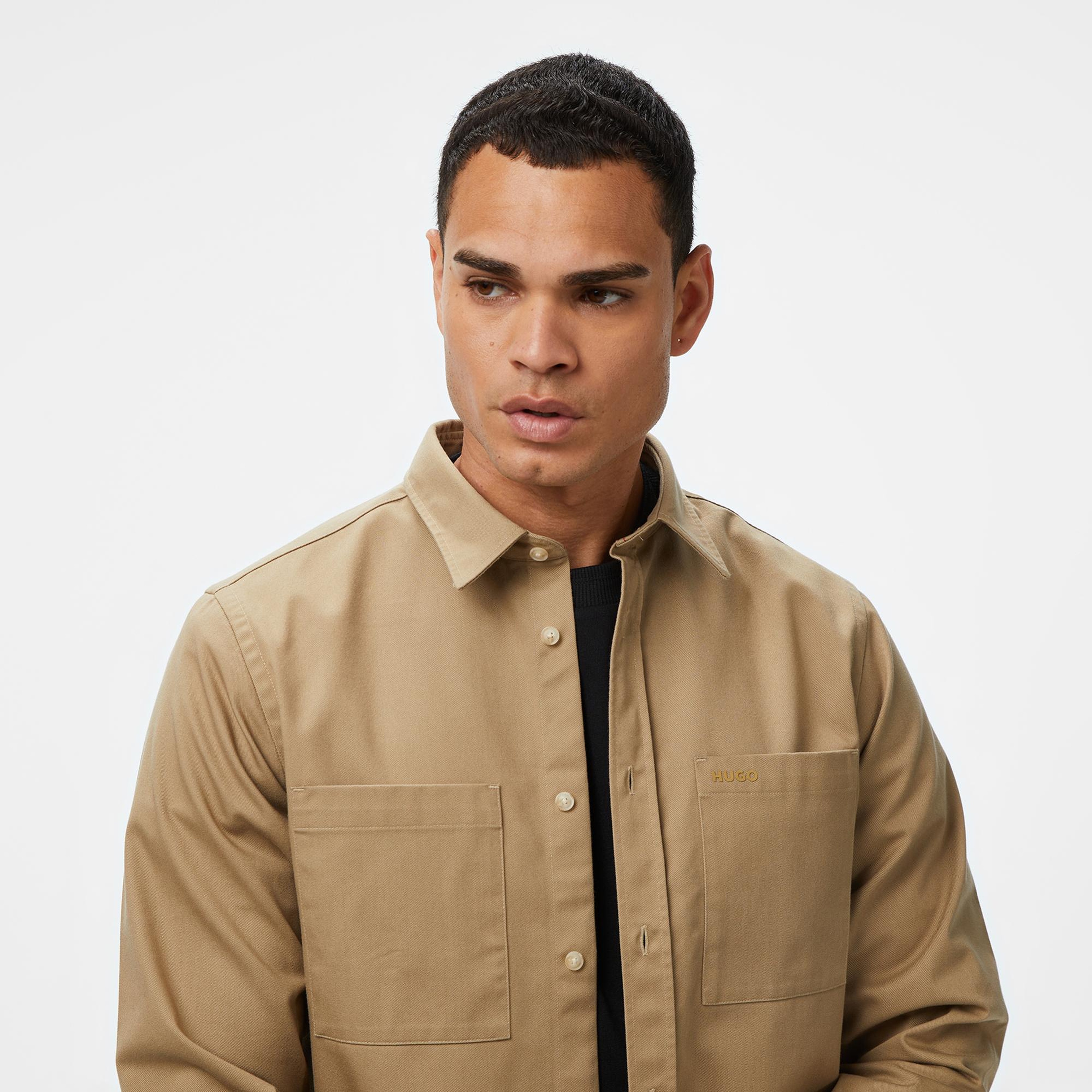 Hugo Egrin Erkek Bej Gömlek