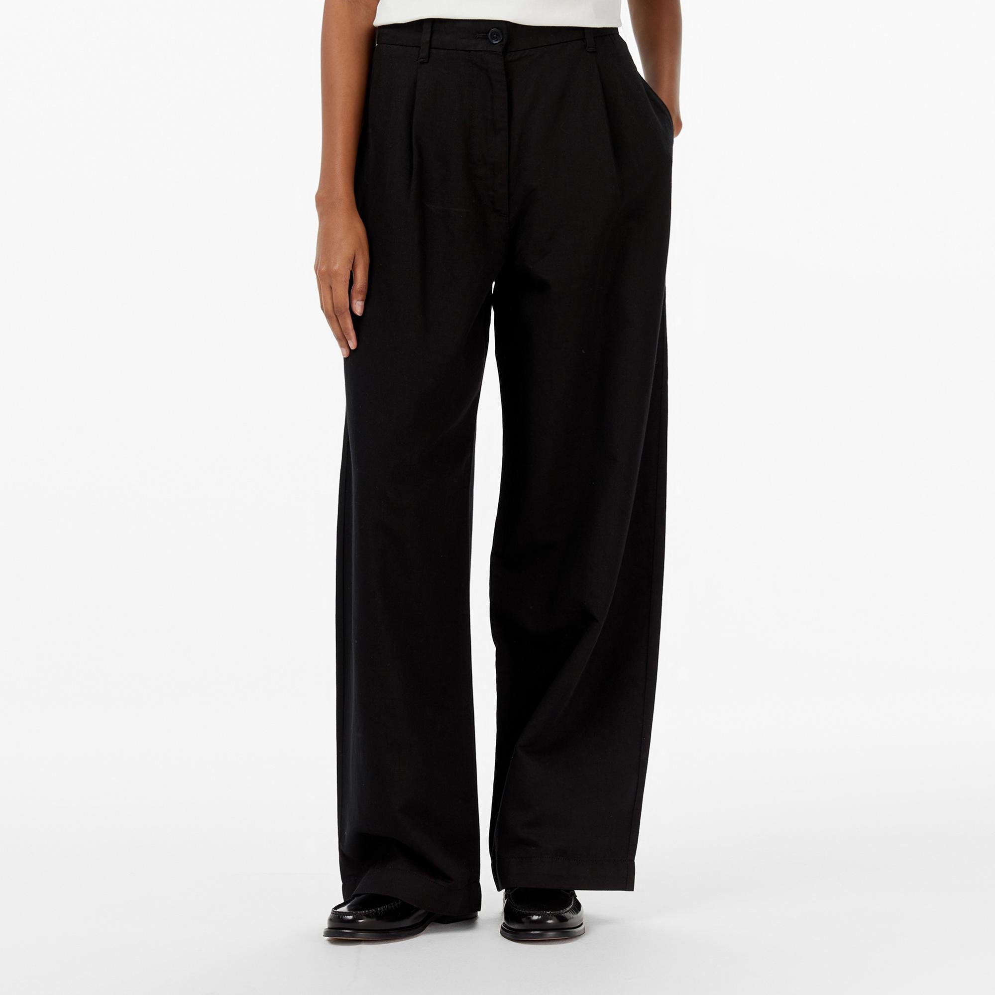 Tommy Hilfiger Tencel Linen Wide Leg Kadın Siyah Pantolon