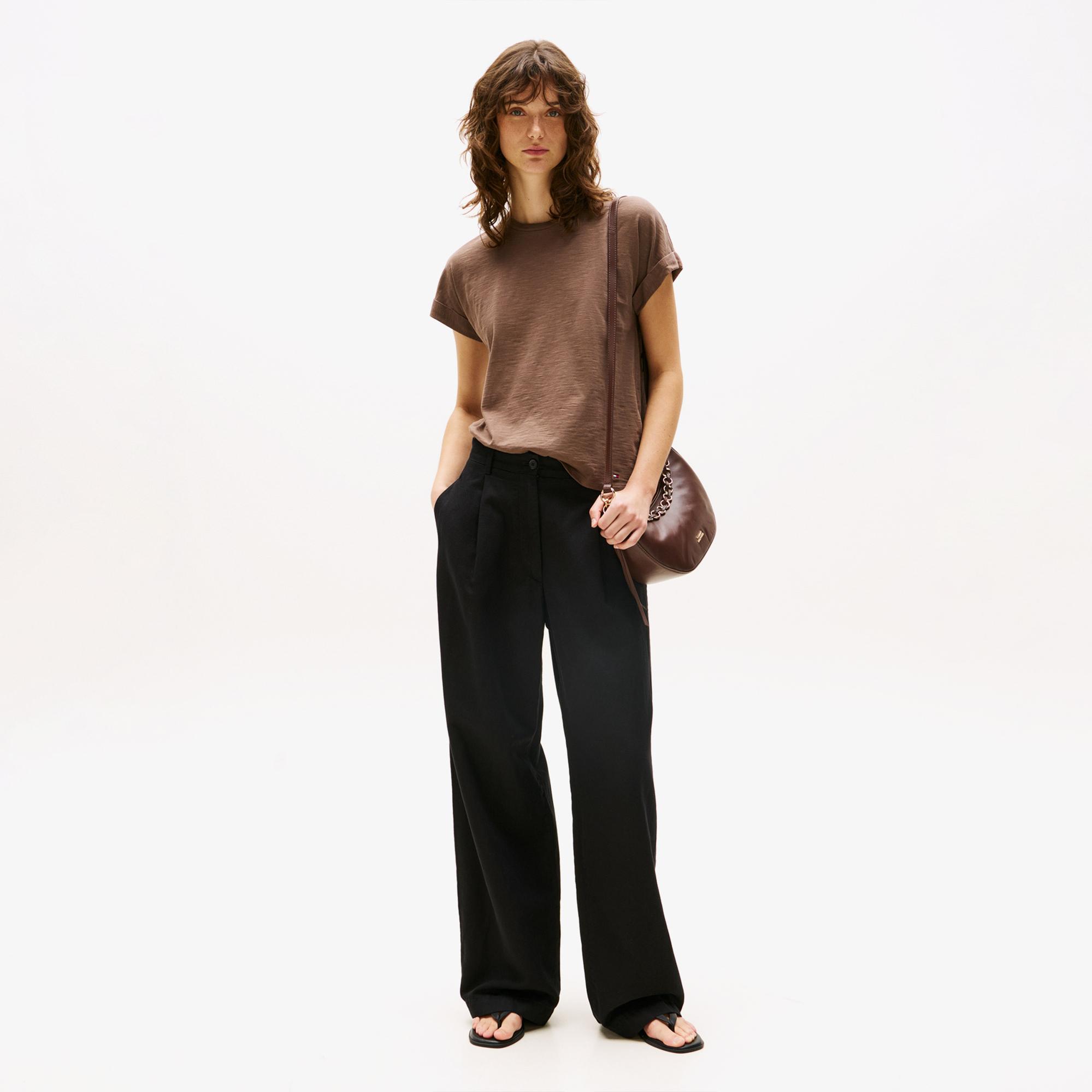 Tommy Hilfiger Tencel Linen Wide Leg Kadın Siyah Pantolon