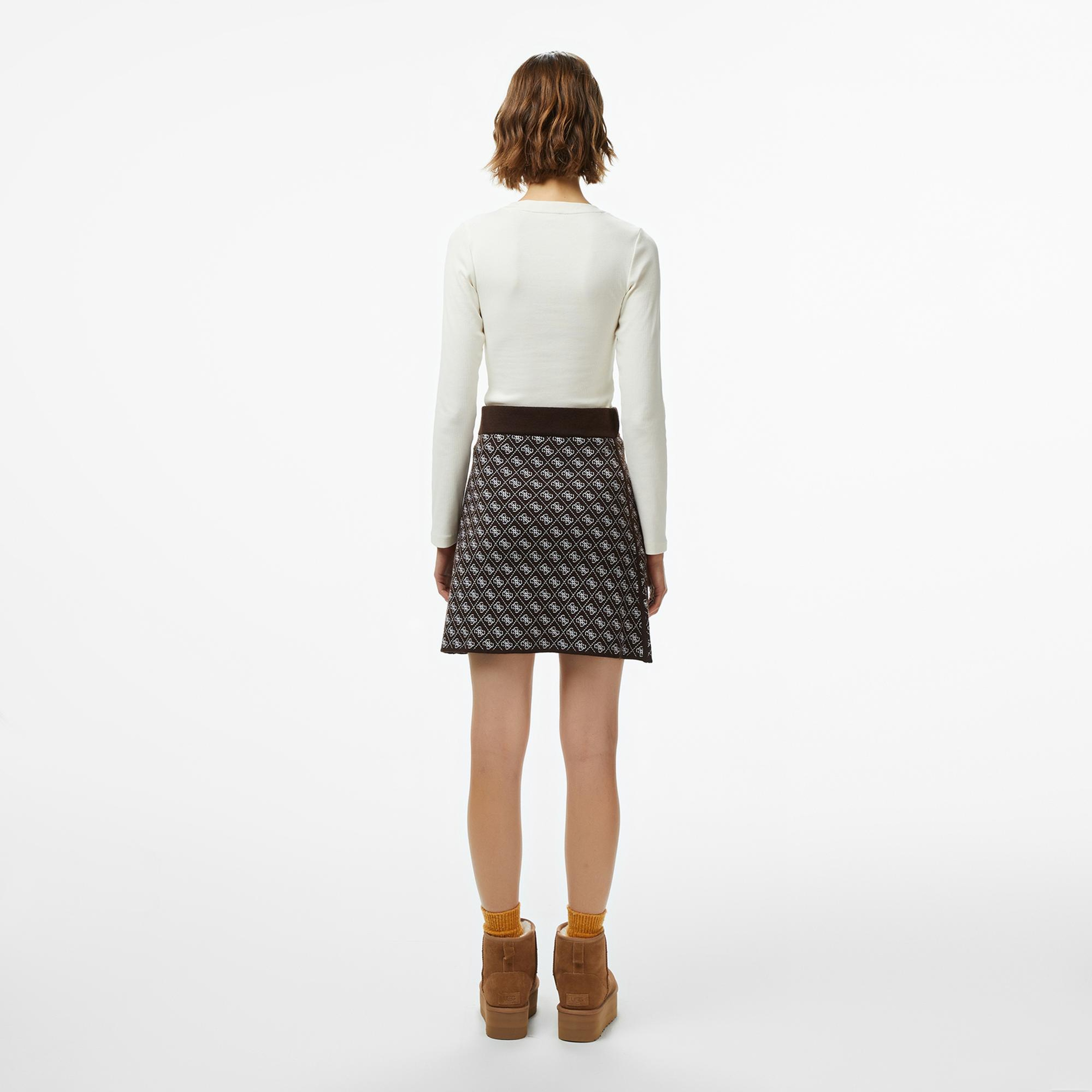 Guess Aubrey A Kesim Yün Karışımlı Kadın Kahverengi Etek