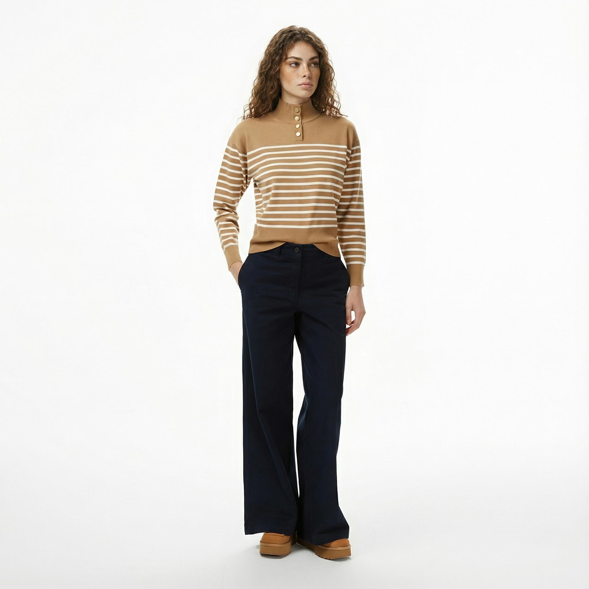 Tommy Hilfiger Jersey Gold Kadın Bej Kazak