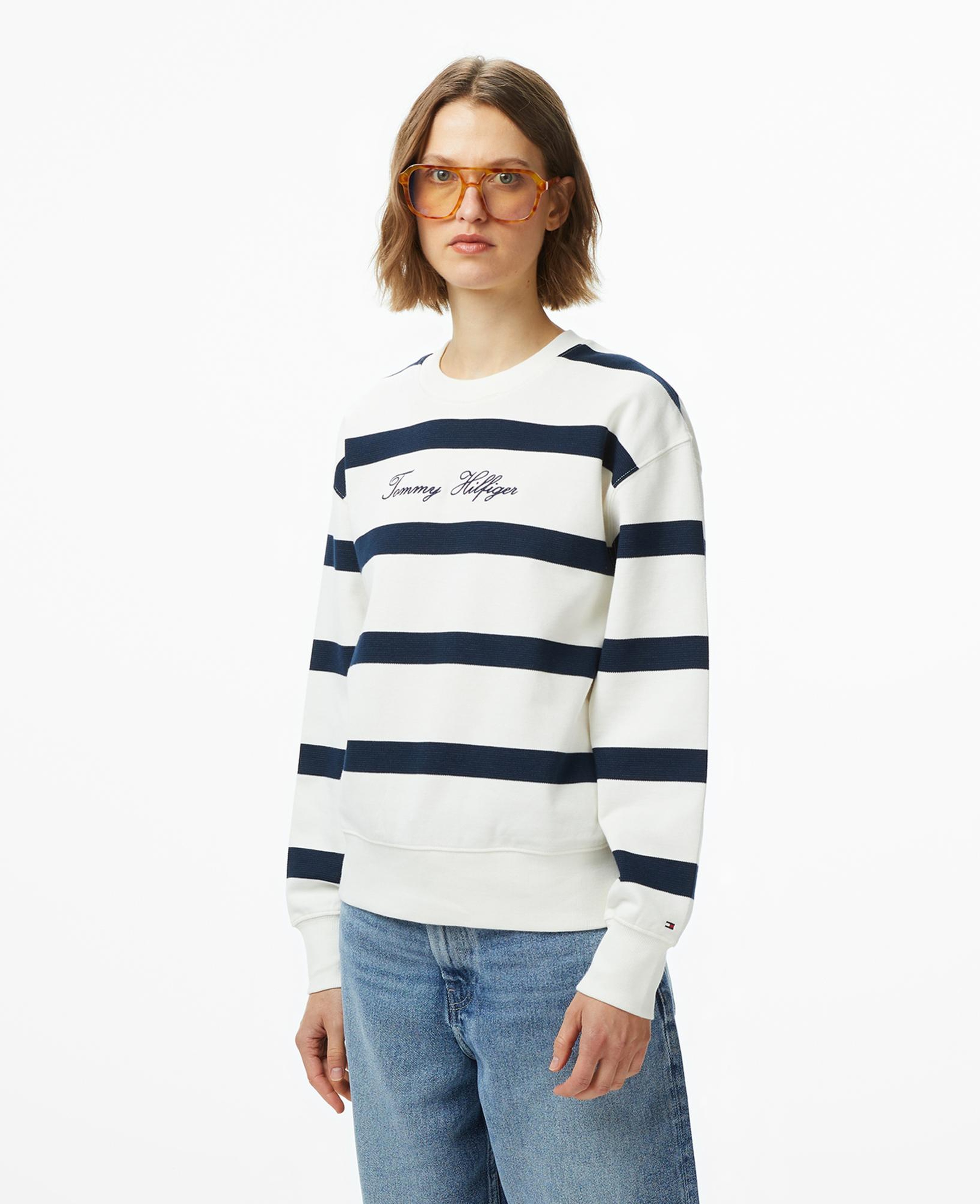 Tommy Hilfiger Script Regular Pique Kadın Beyaz Sweatshirt