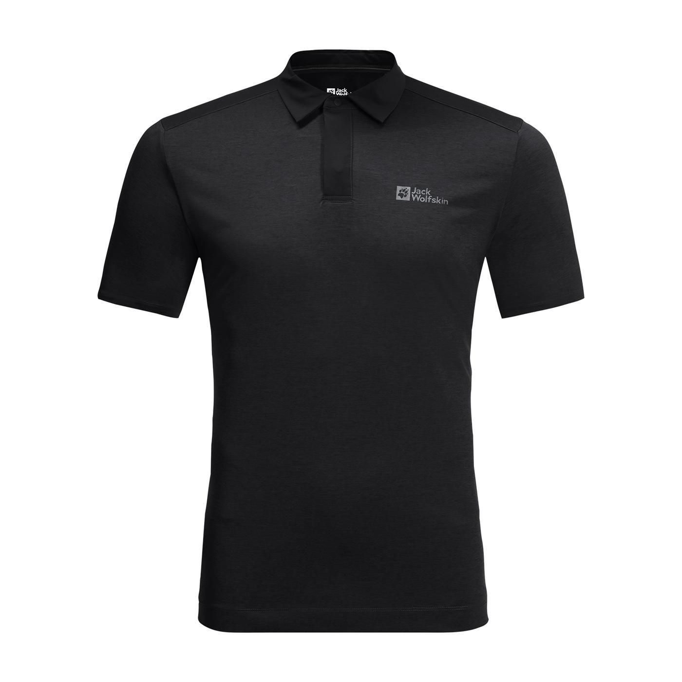 Jack Wolfskin Pack & Go Polo Erkek Siyah Polo Tişört