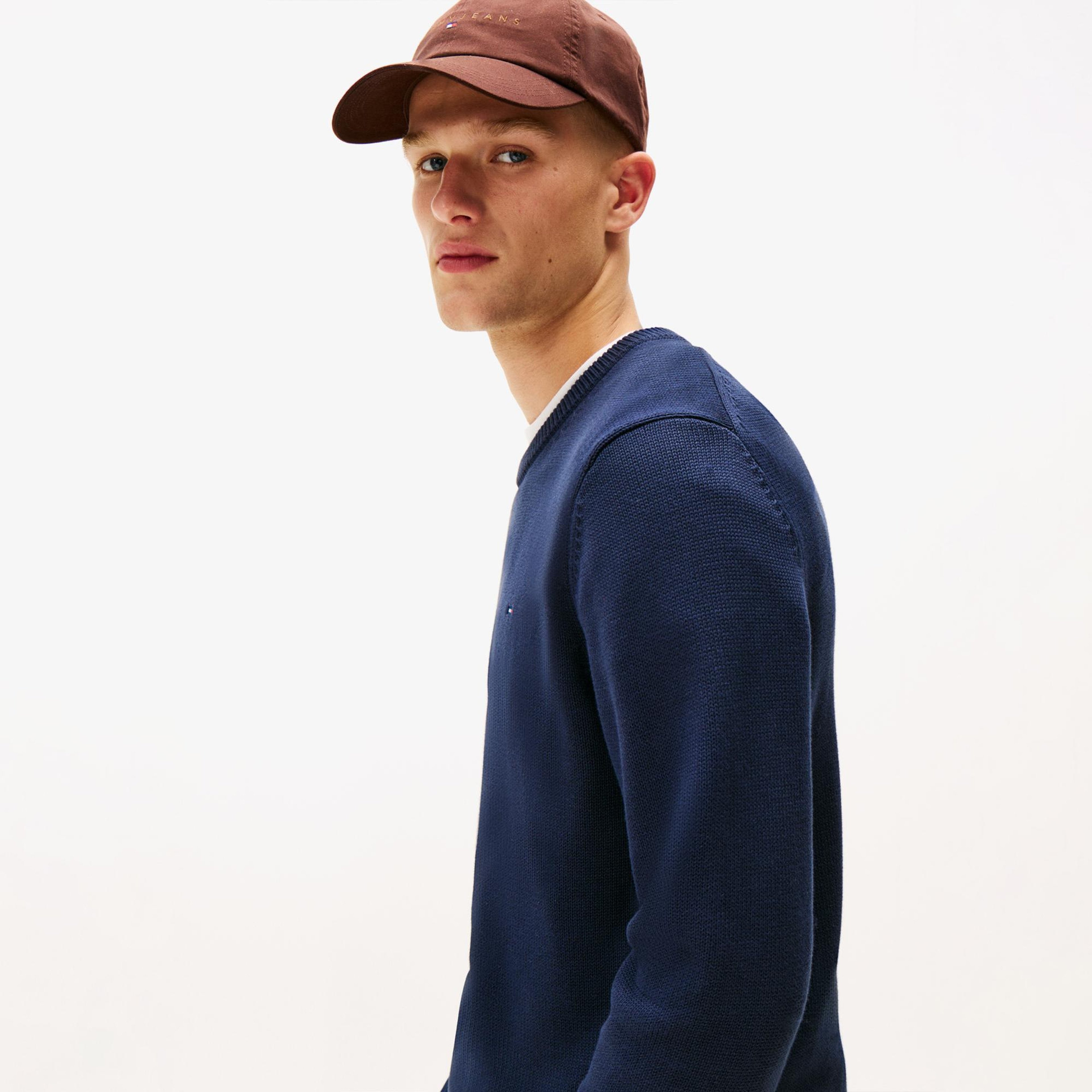 Tommy Jeans Slim Essentials Erkek Lacivert Kazak