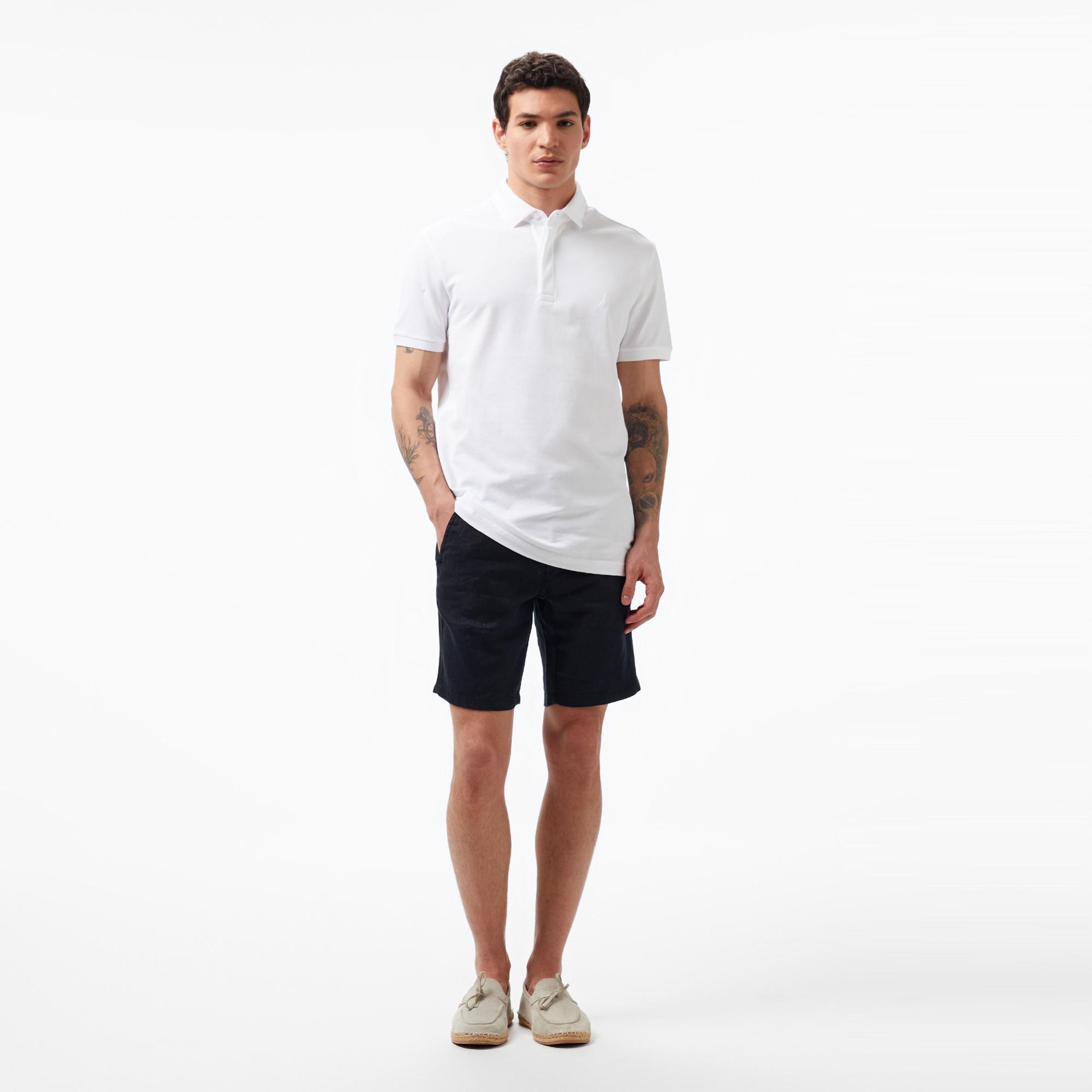 Nautica Erkek Siyah Slim Fit Keten Şort