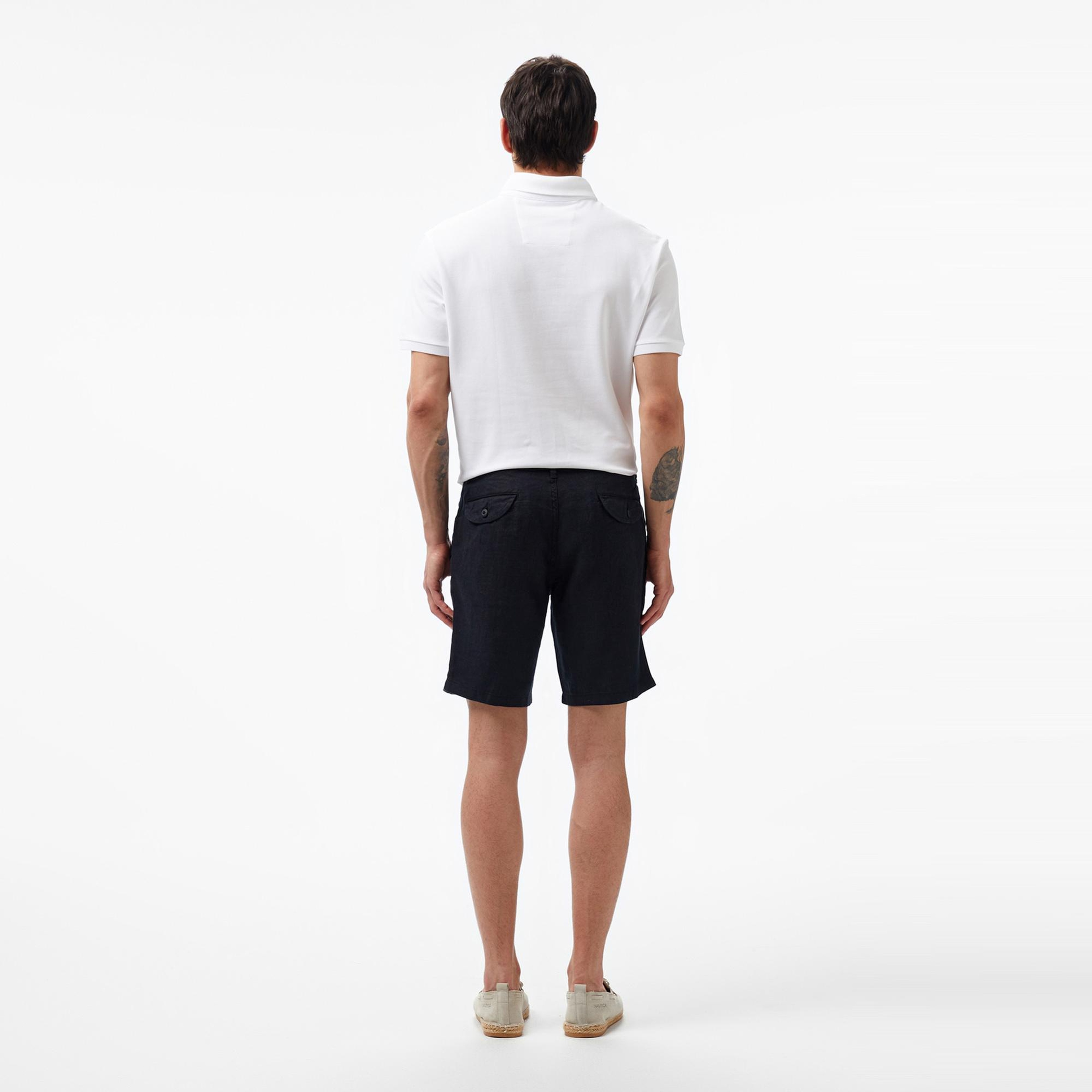 Nautica Erkek Siyah Slim Fit Keten Şort