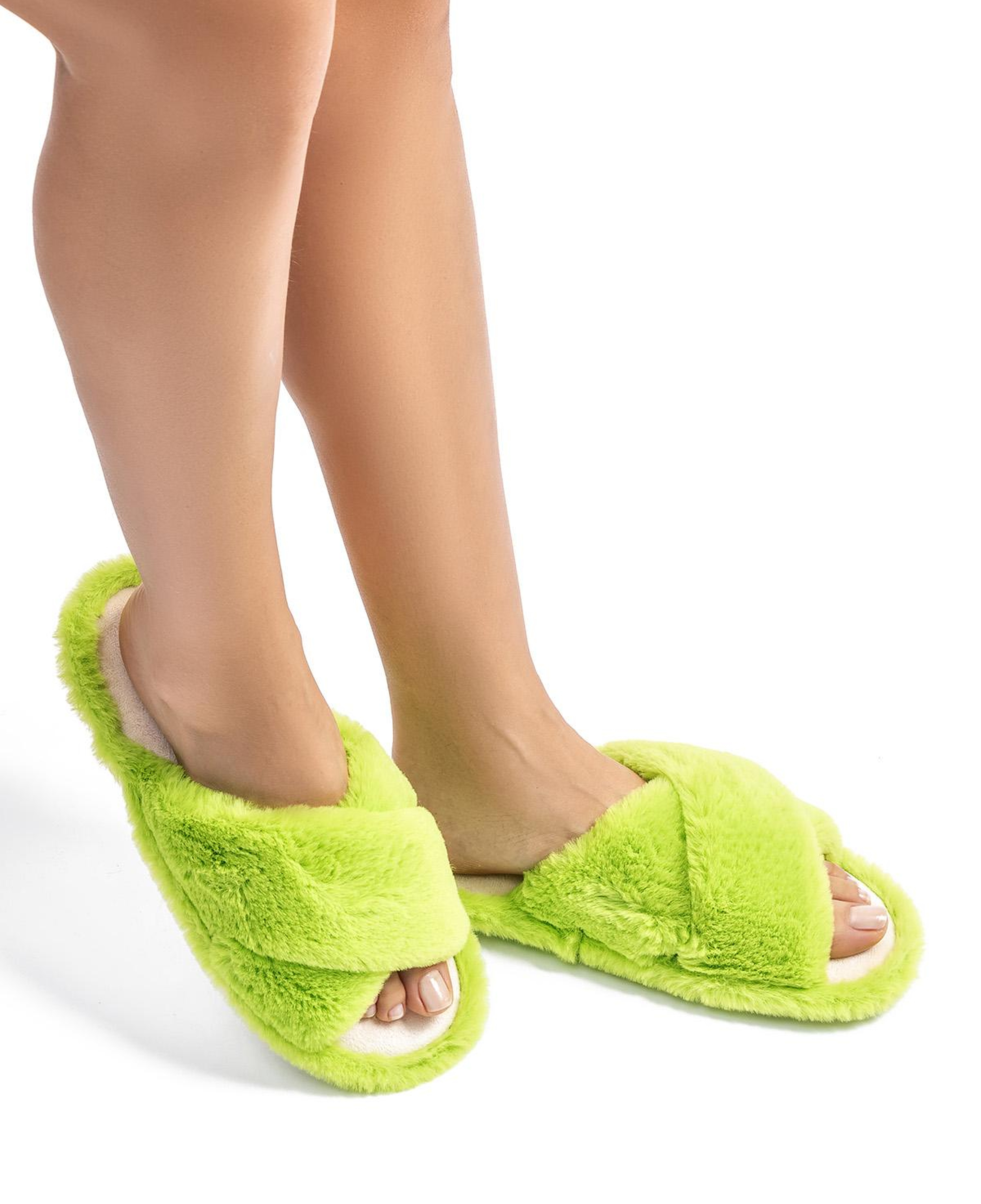 Çapraz Peluş Kadın Ev Terliği Yeşil 36/41