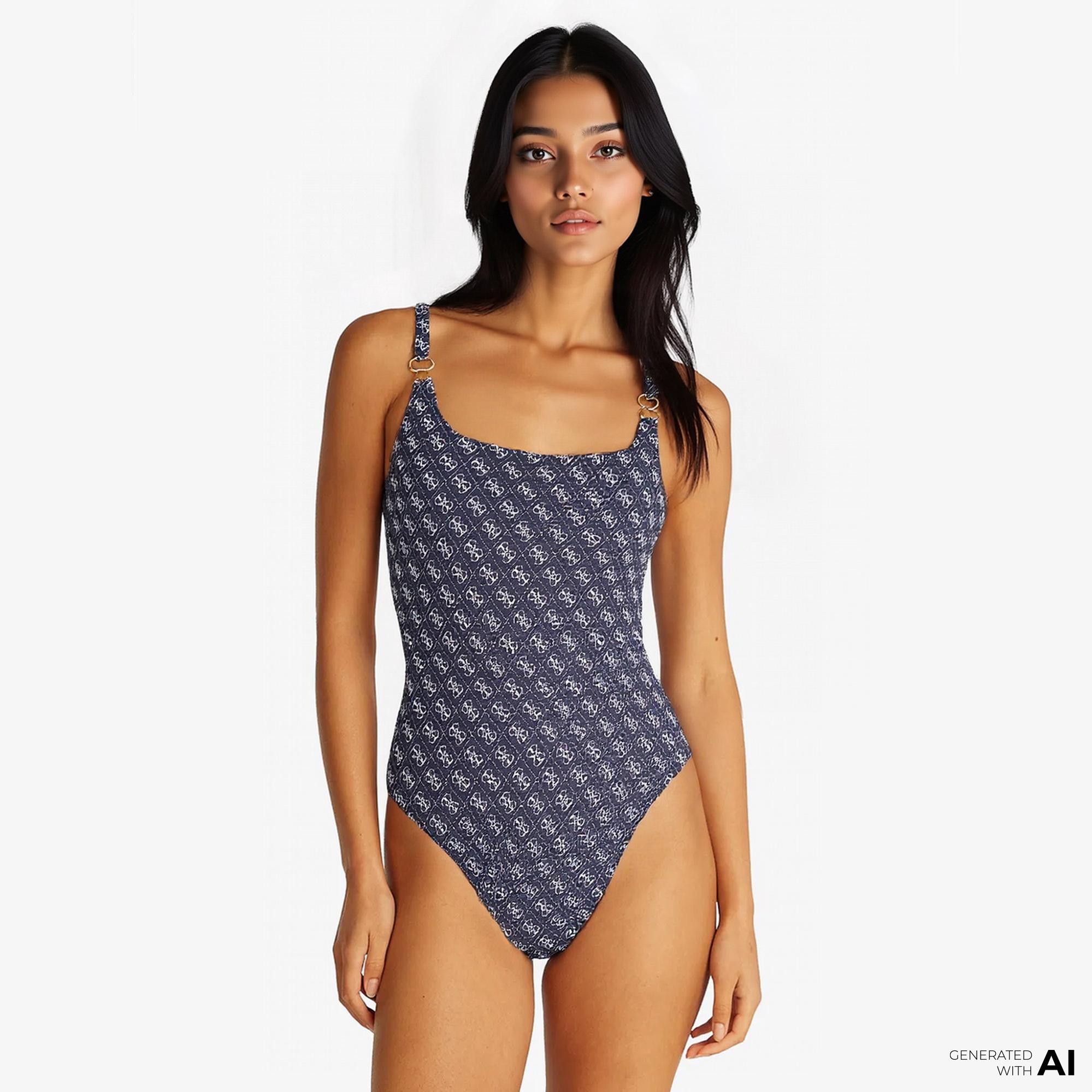 Guess One Piece Printed Kadın Mavi Mayo