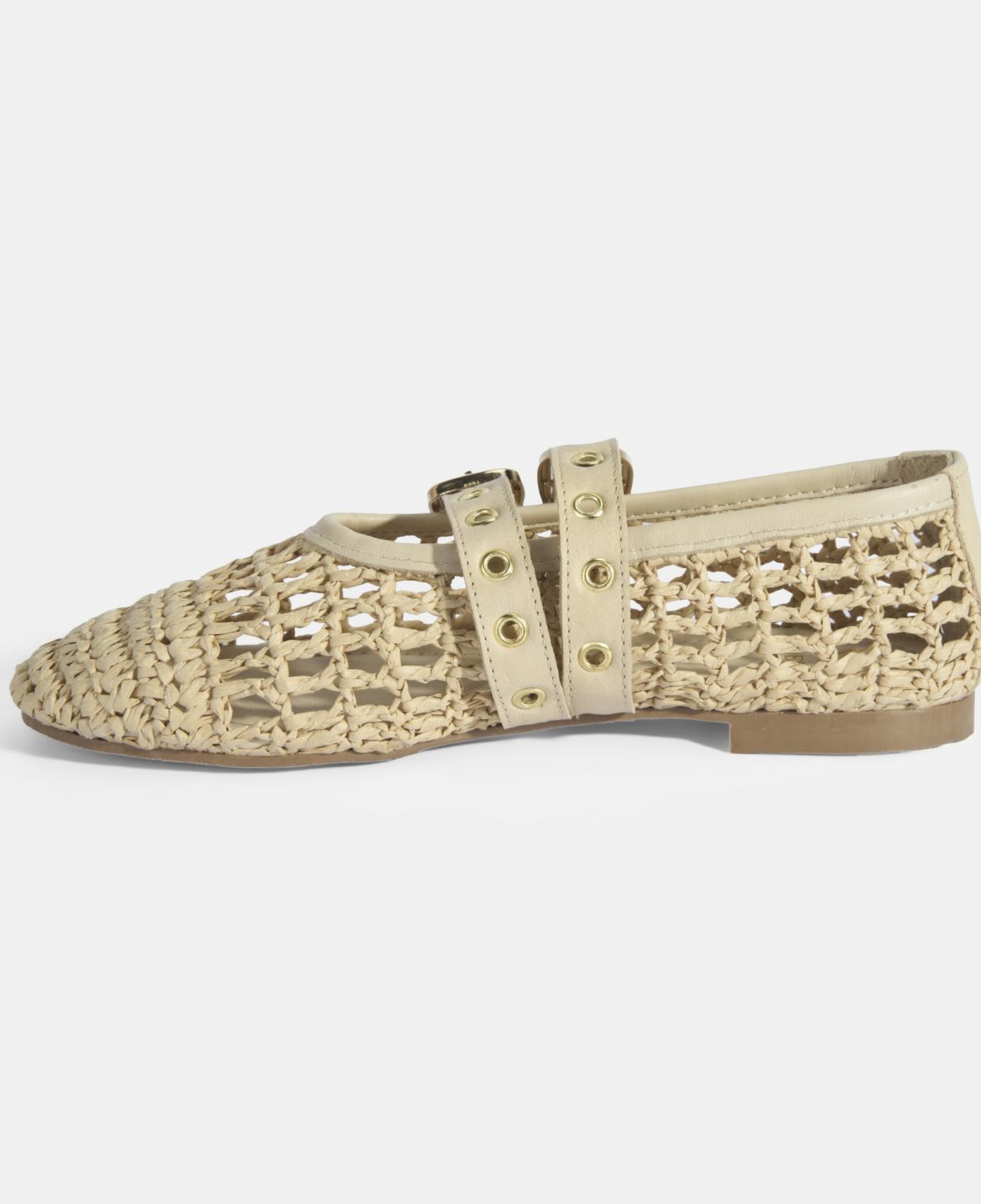 Kadın Bej Metal Toka Aksesuarlı Örgü Babet