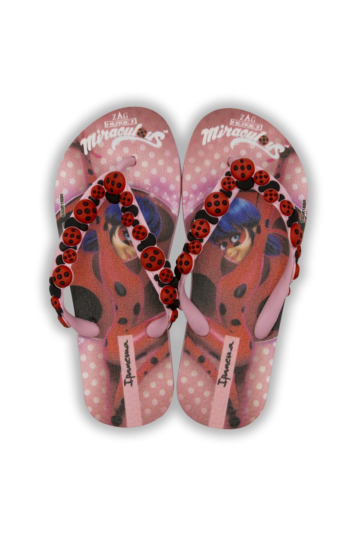 Ladybug Çocuk Parmak Arası Terlik Pembe Kırmızı 30/35