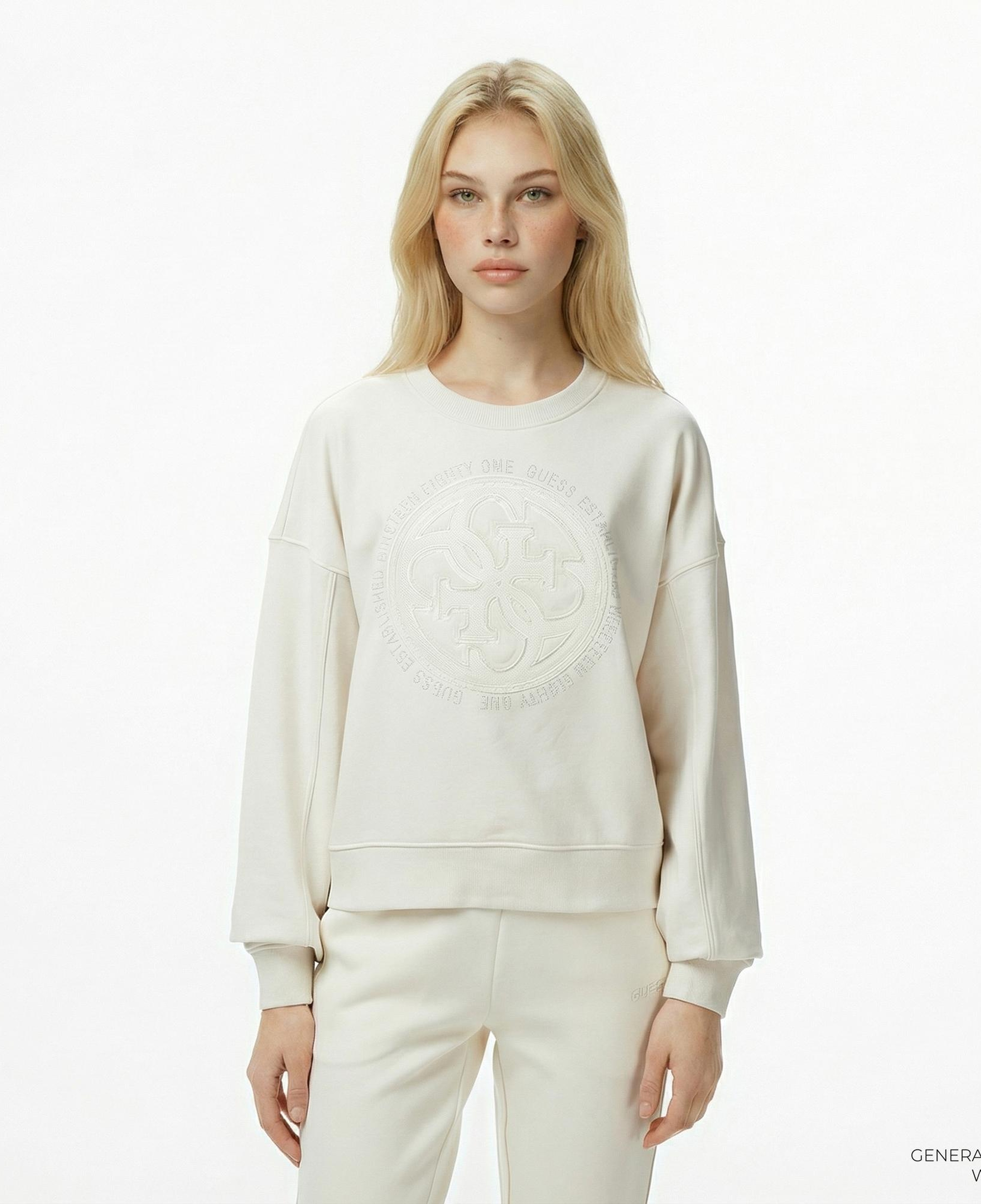 Guess Hotfix Kadın Krem Rengi Sweatshirt