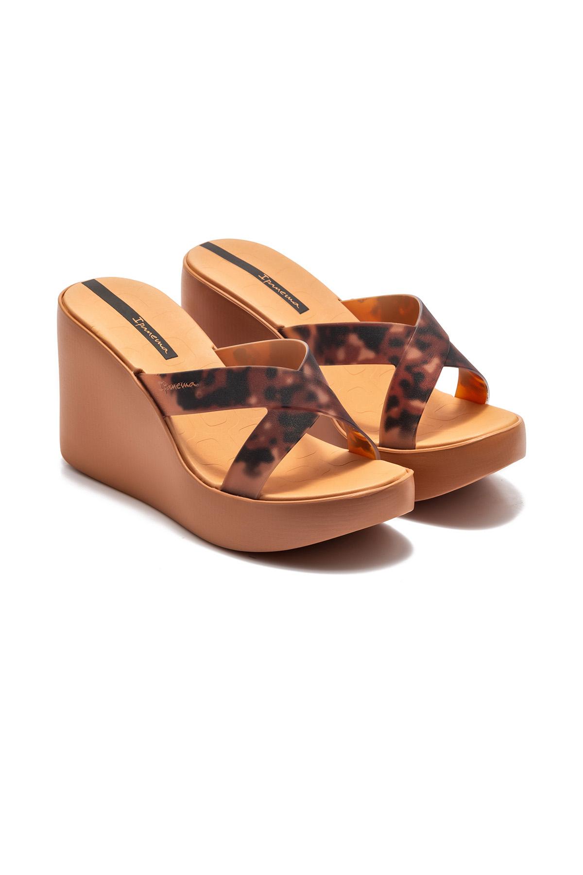 High Fashion Slide Topuklu Kadın Terlik Kahverengi 35/40