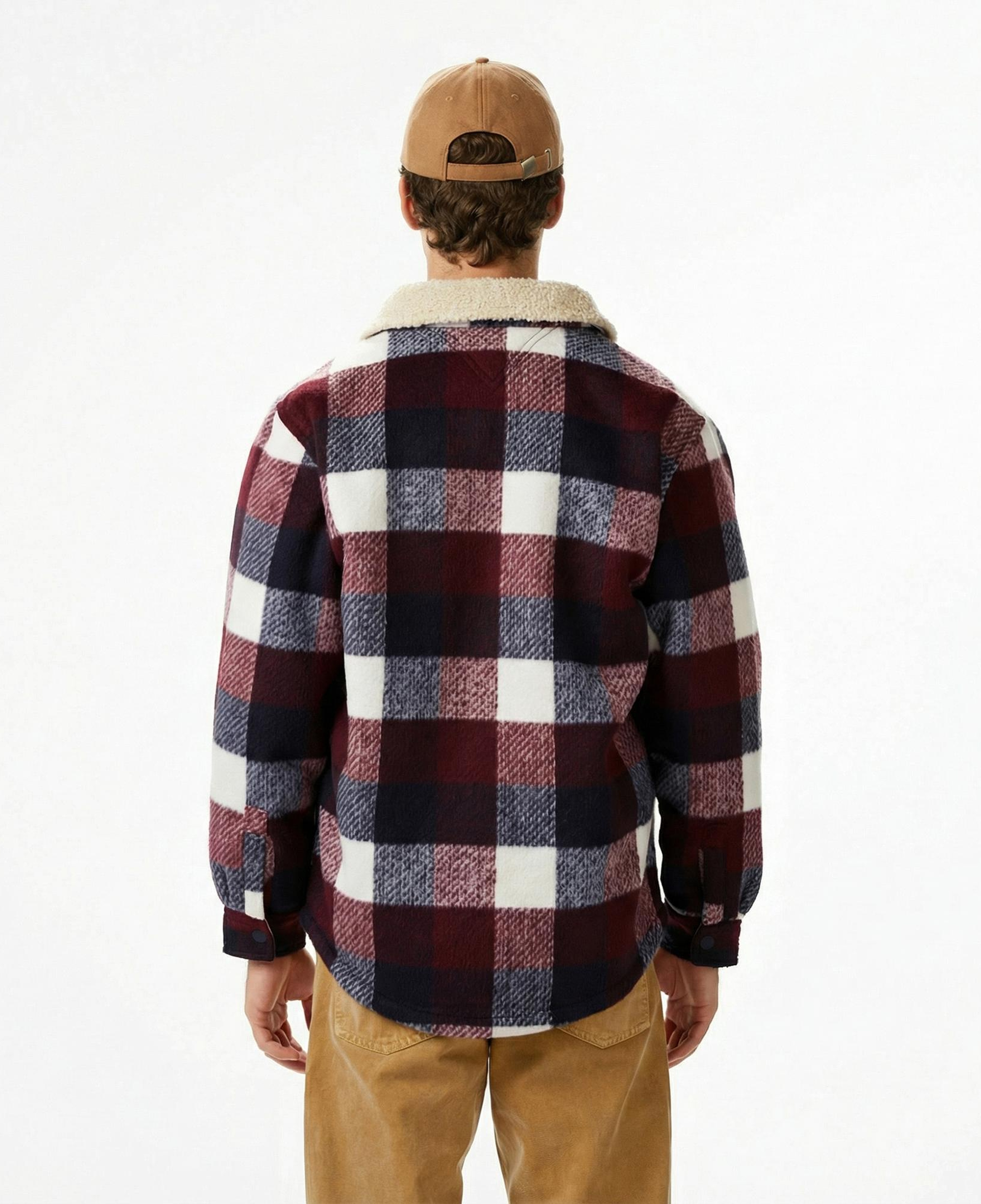 Tommy Jeans Check Teddy Overshirt Erkek Mavi Gömlek