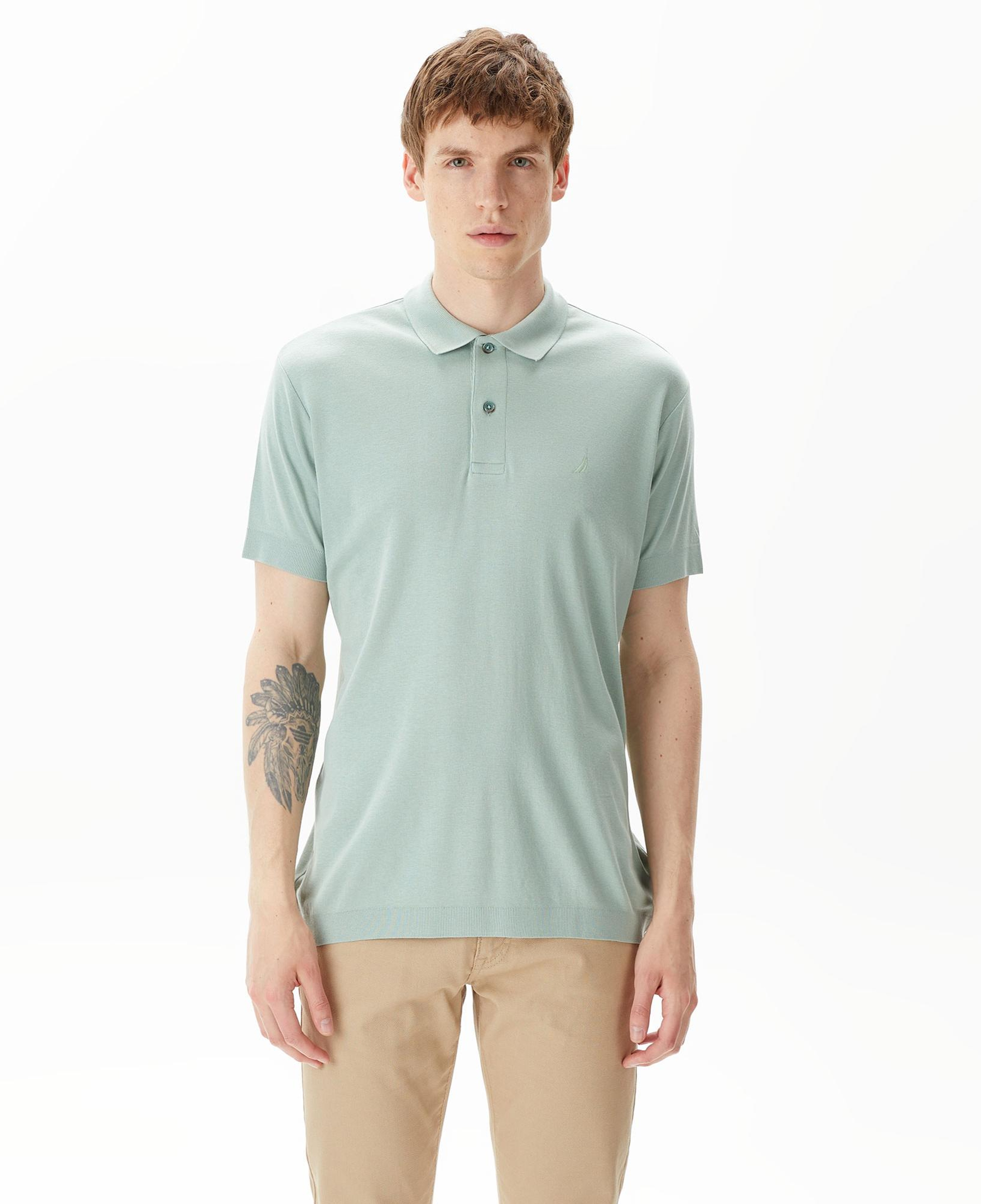 Nautica Erkek Yeşil Classic Fit Kısa Kollu Polo Yaka T-Shirt