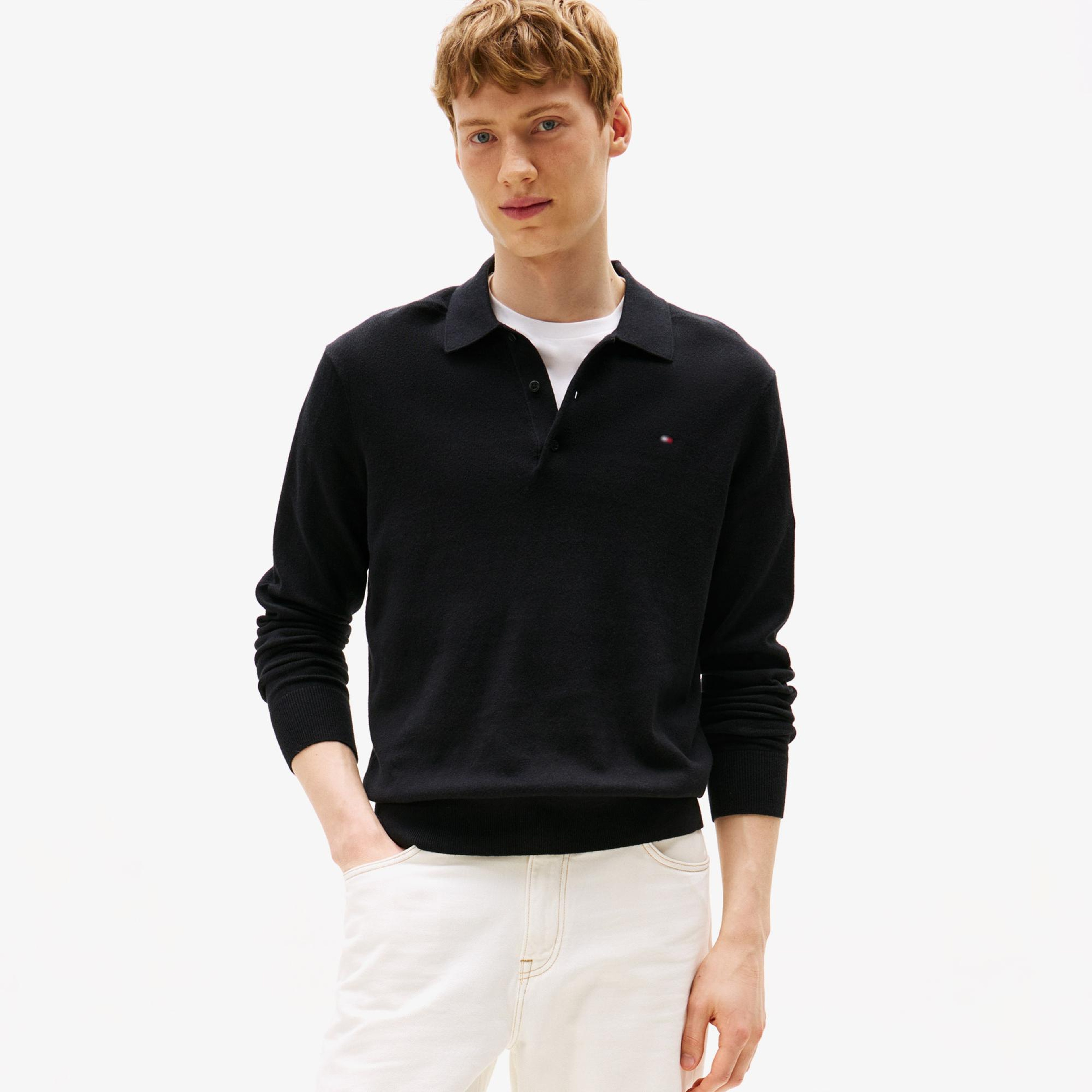 Tommy Hilfiger Pima Organic Cashmere Erkek Siyah Triko