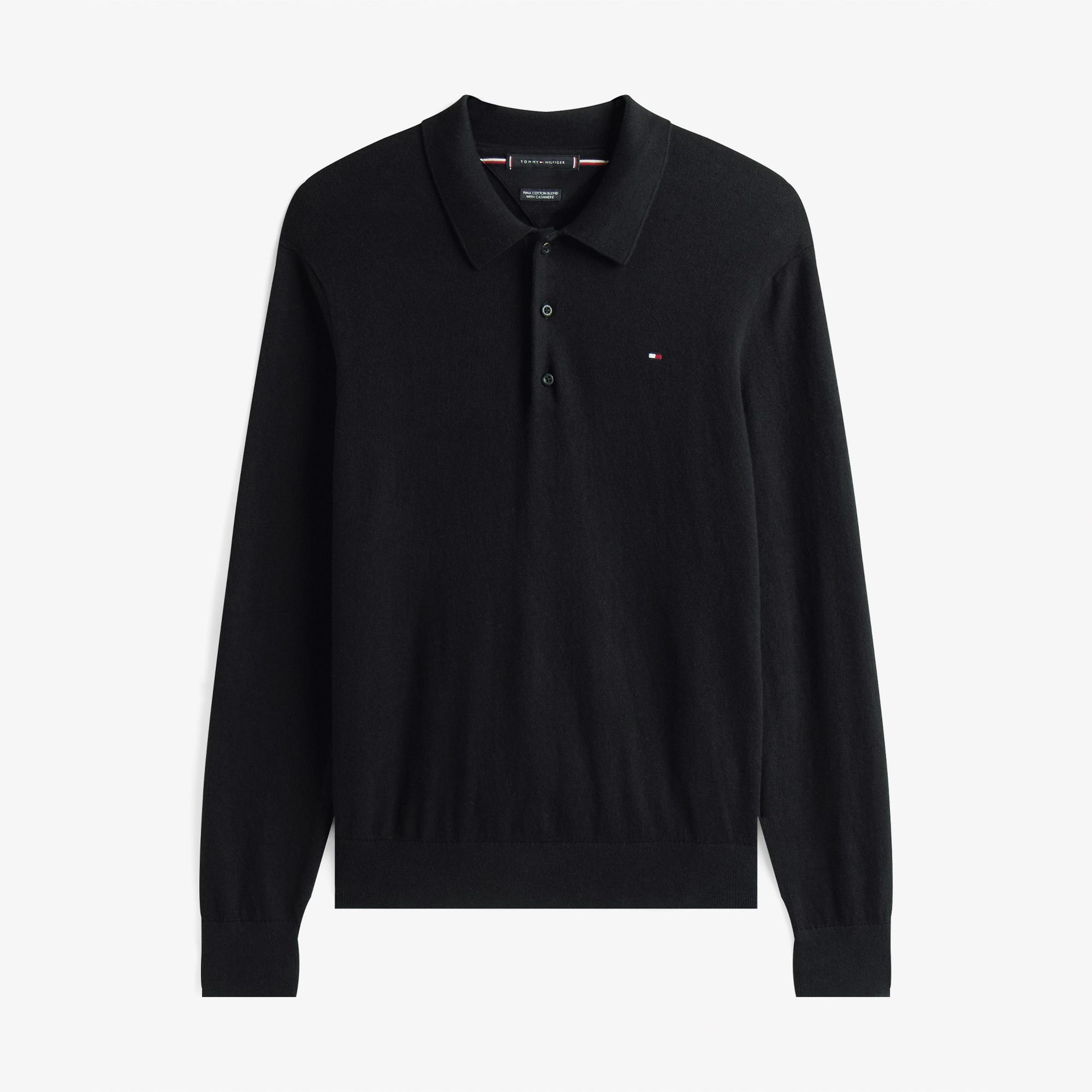Tommy Hilfiger Pima Organic Cashmere Erkek Siyah Triko