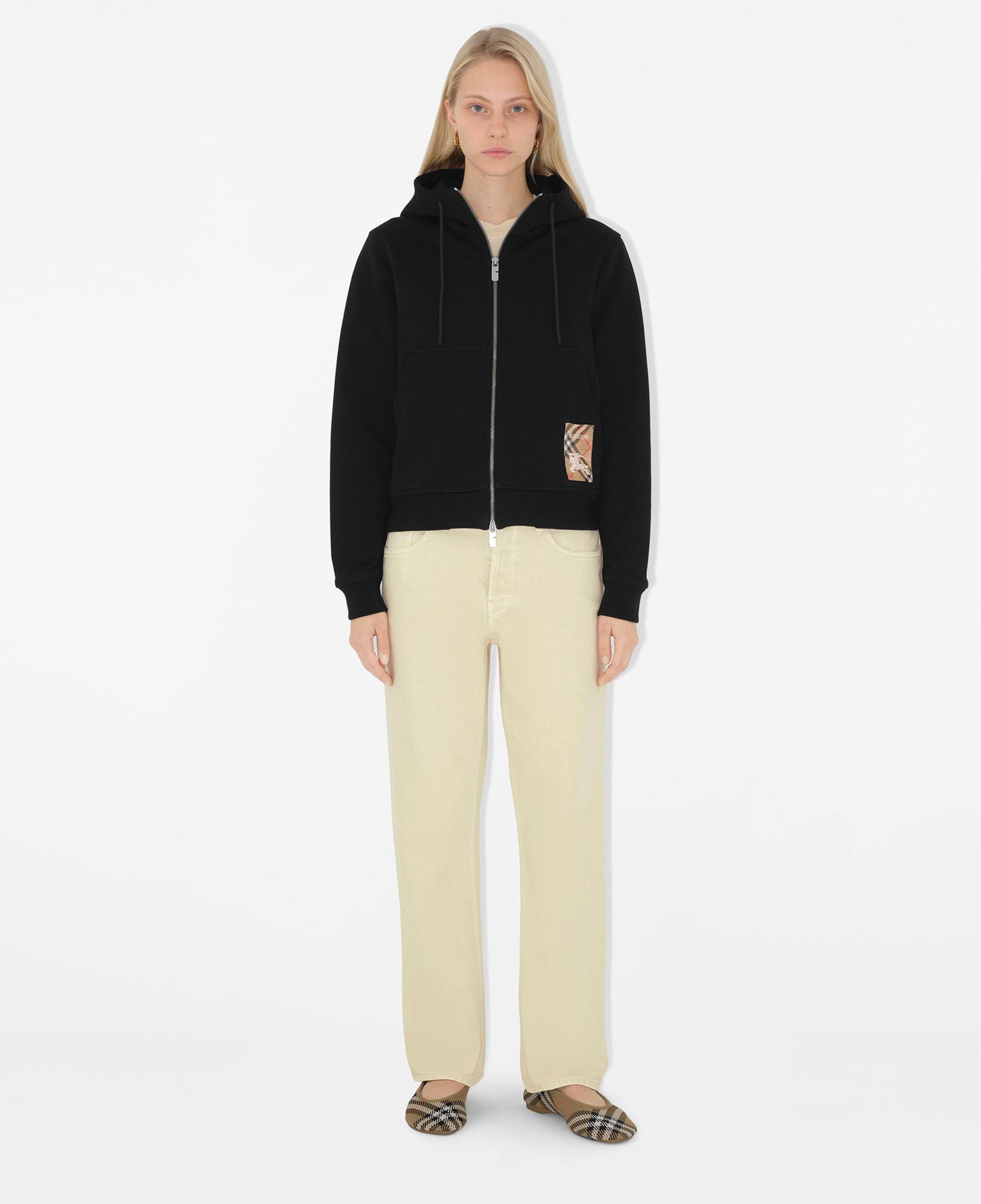 Burberry For Label Cotton Zip Kadın Siyah Hoodie