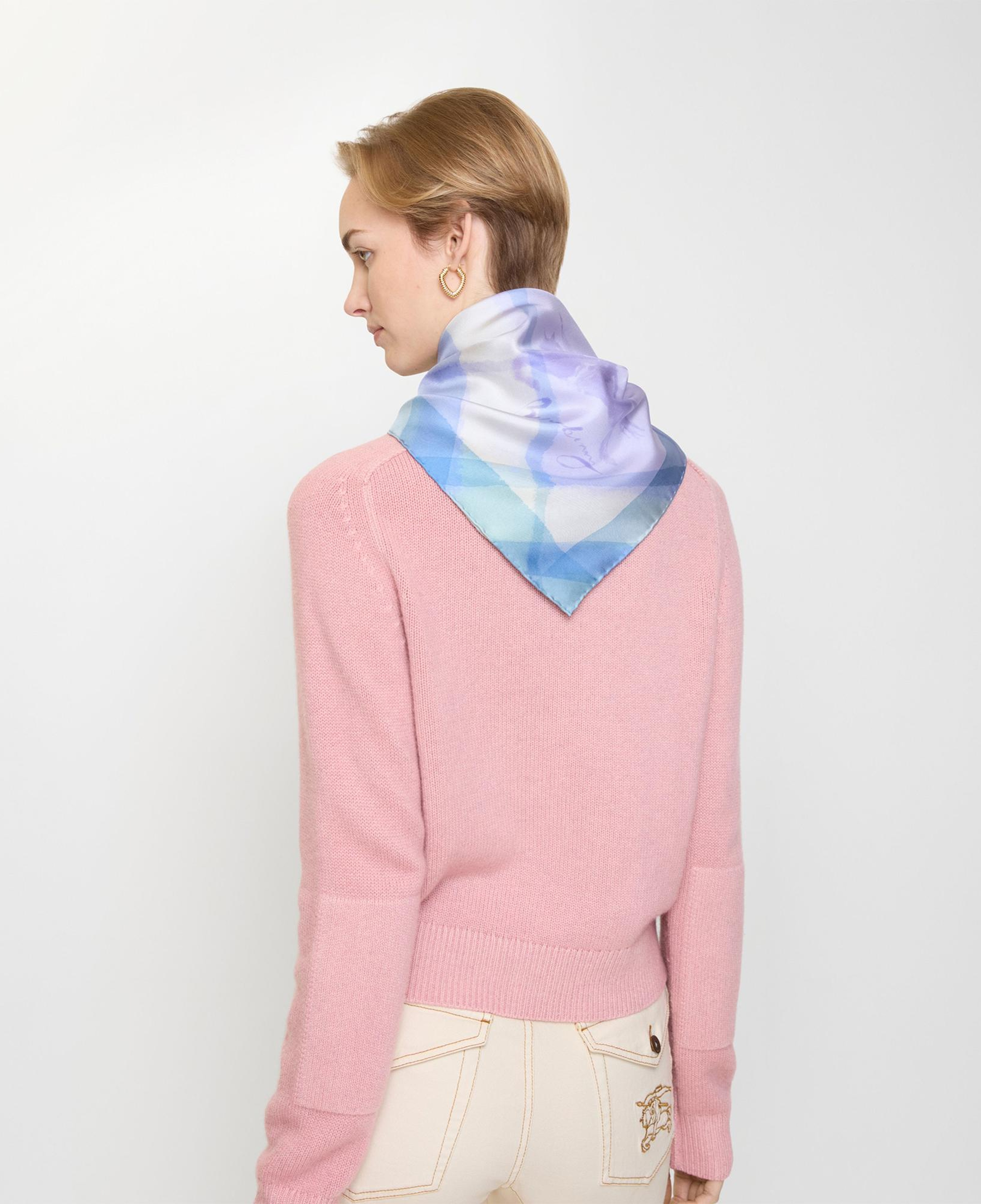 Burberry 90X90 Check Kadın Mor Eşarp