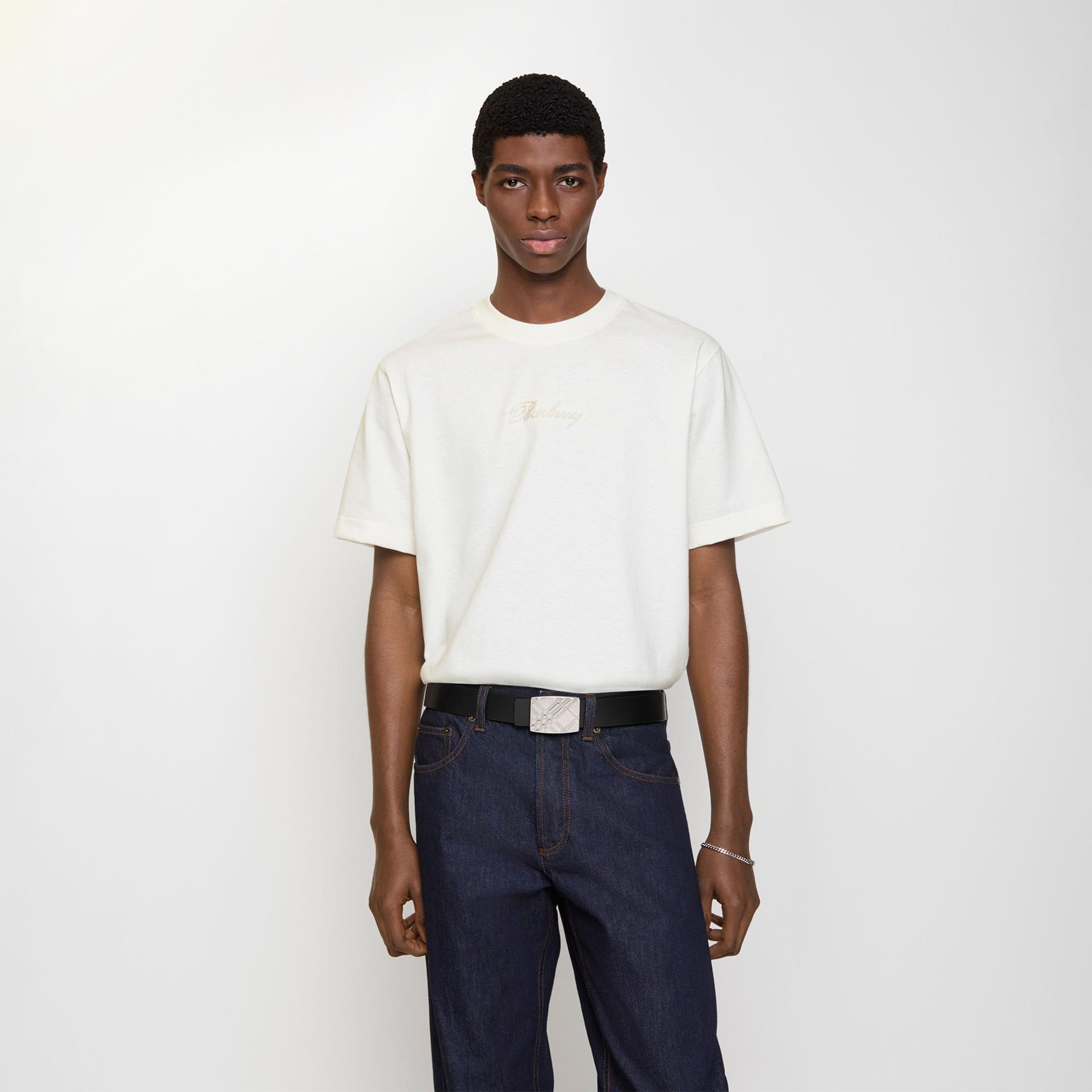 Burberry Check Engraved 35Mm Erkek Siyah Kemer