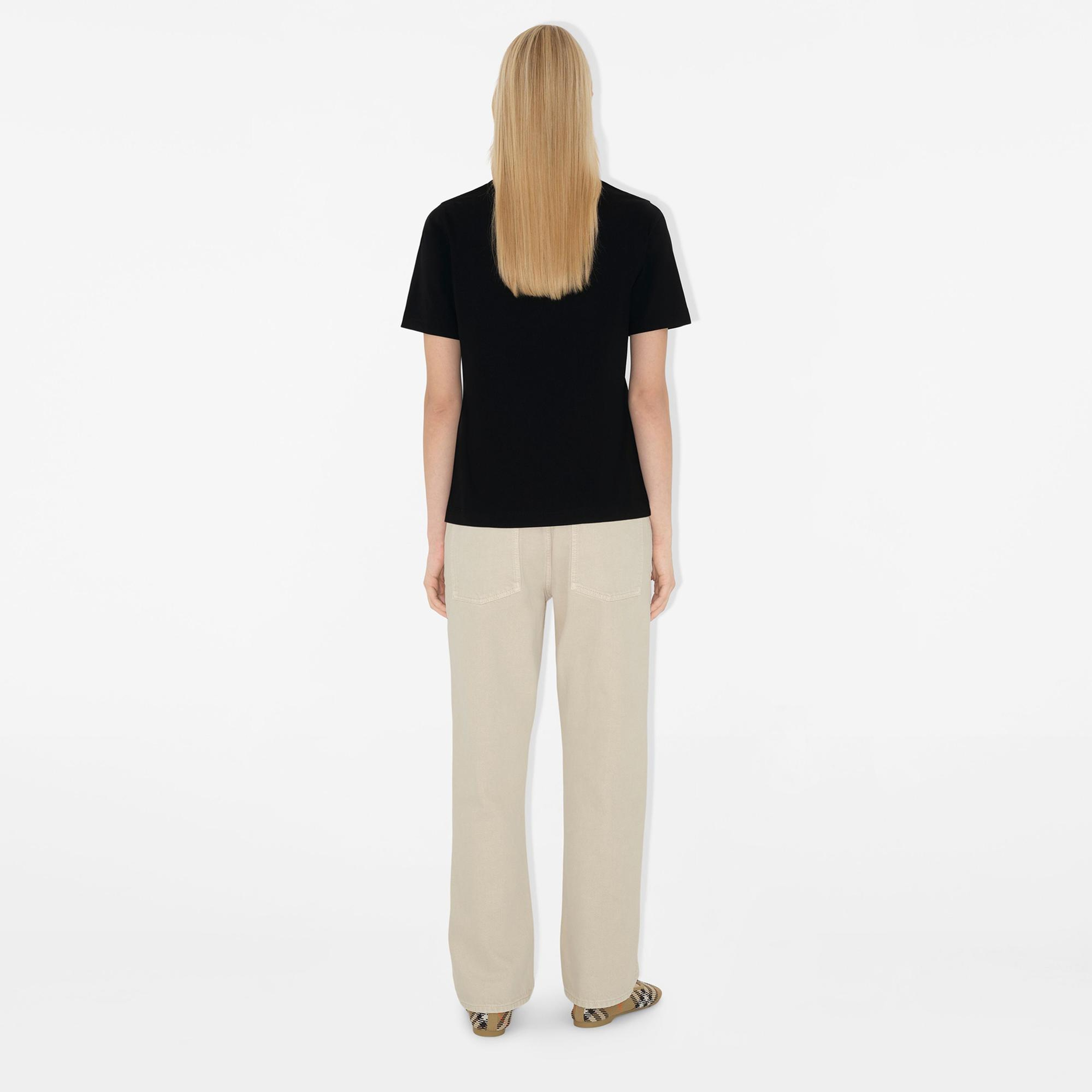 Burberry For Label Cotton Kadın Siyah T-Shirt