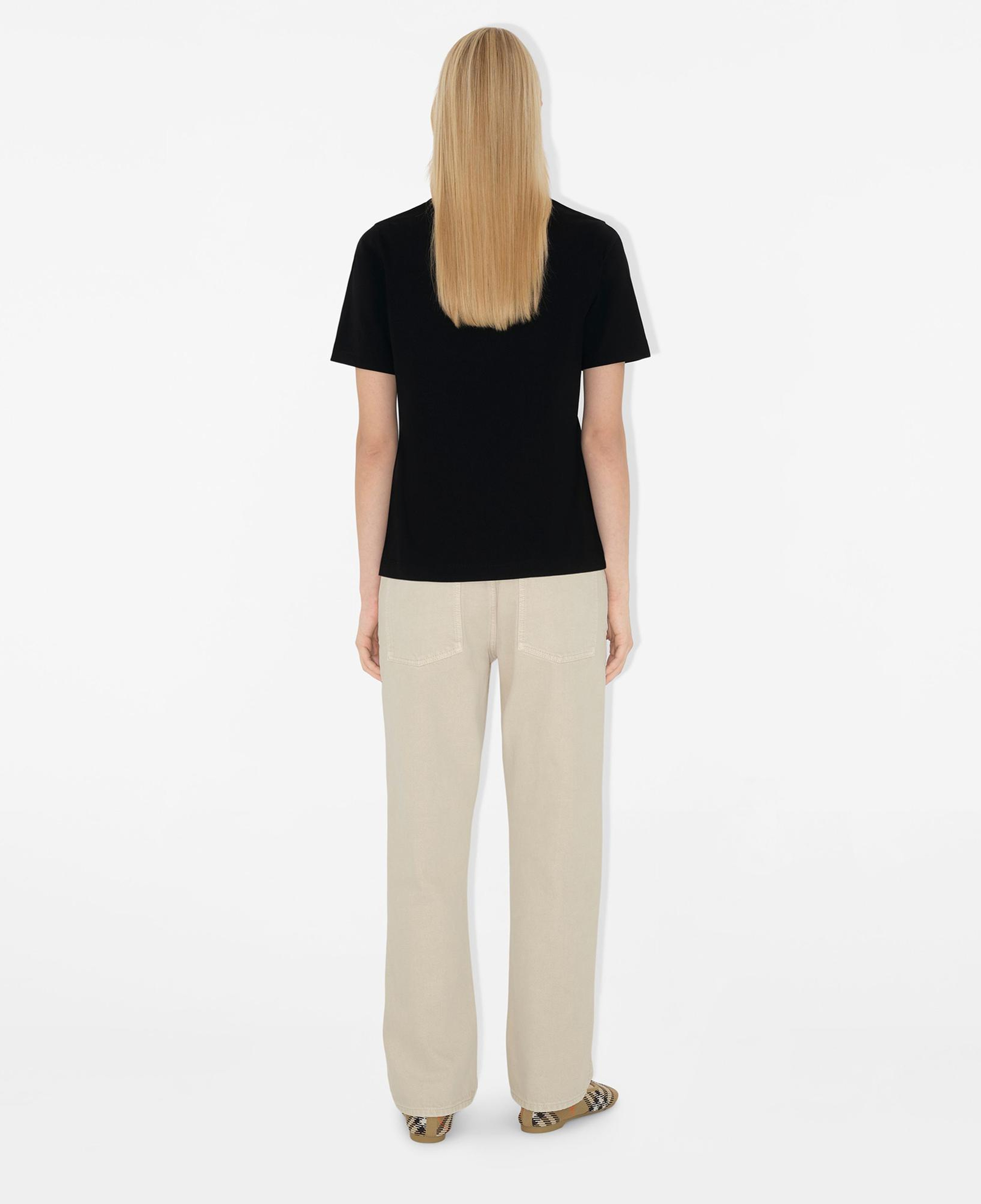 Burberry For Label Cotton Kadın Siyah T-Shirt