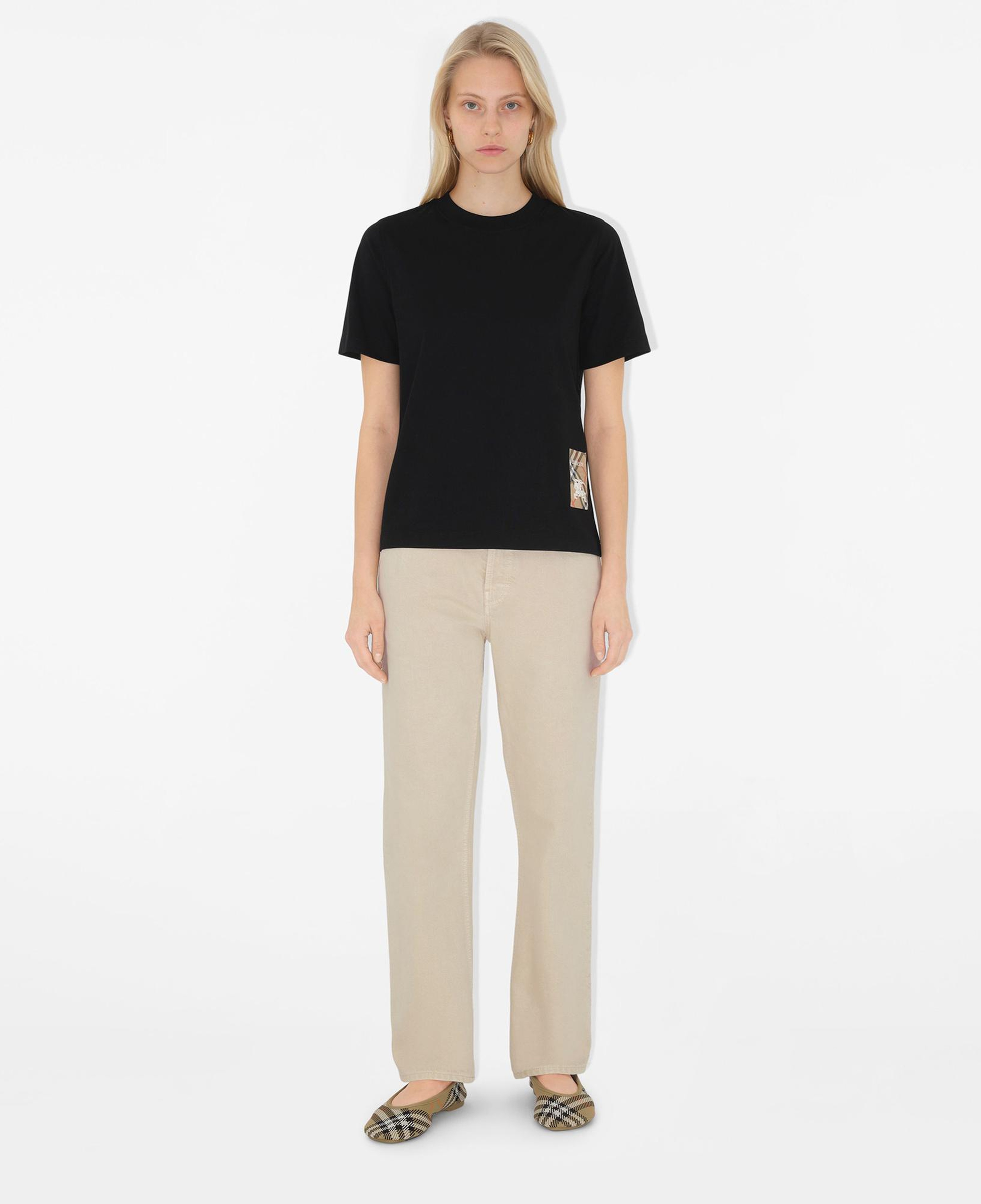 Burberry For Label Cotton Kadın Siyah T-Shirt