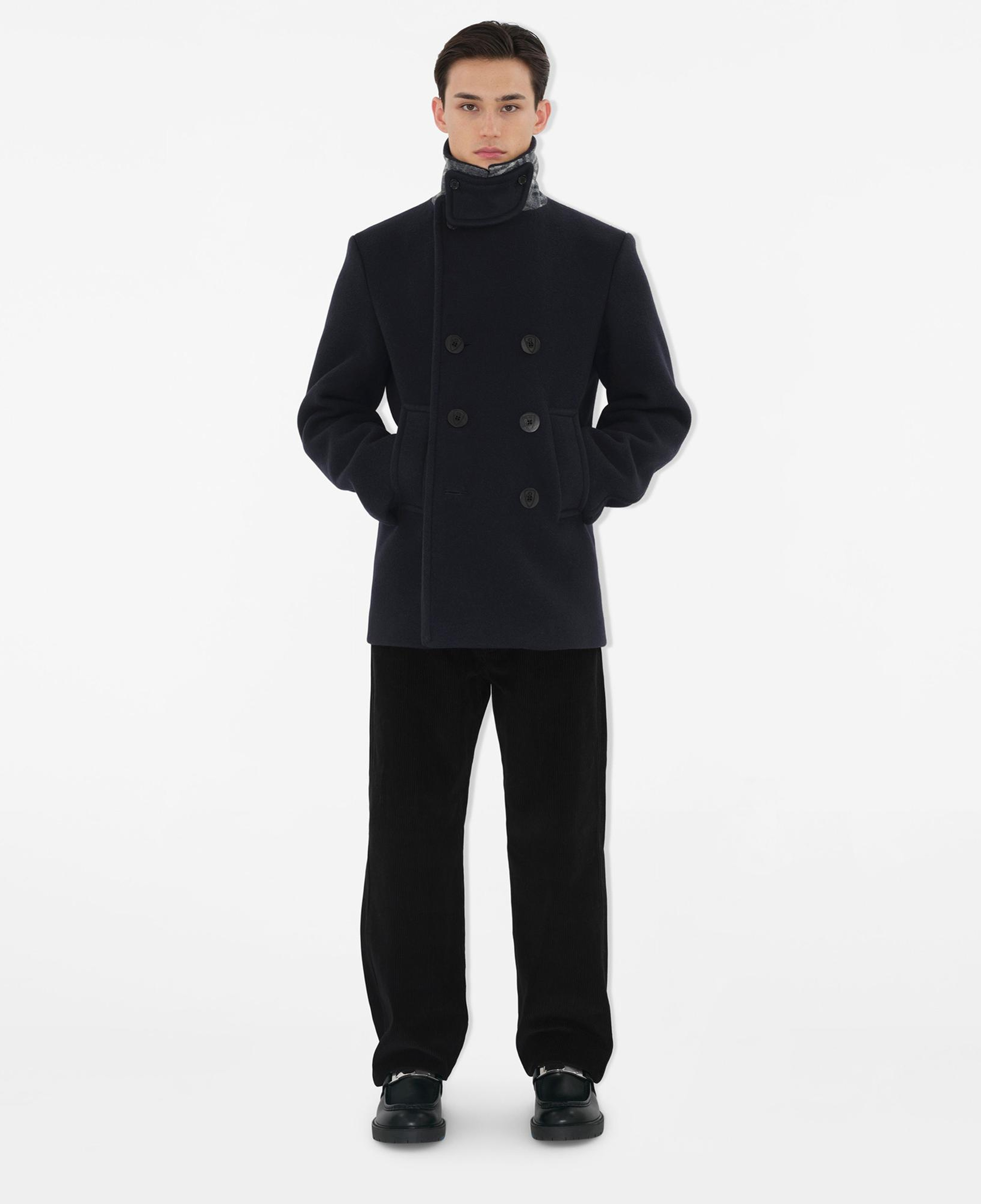 Burberry Cas Wool Pea Erkek Lacivert Palto