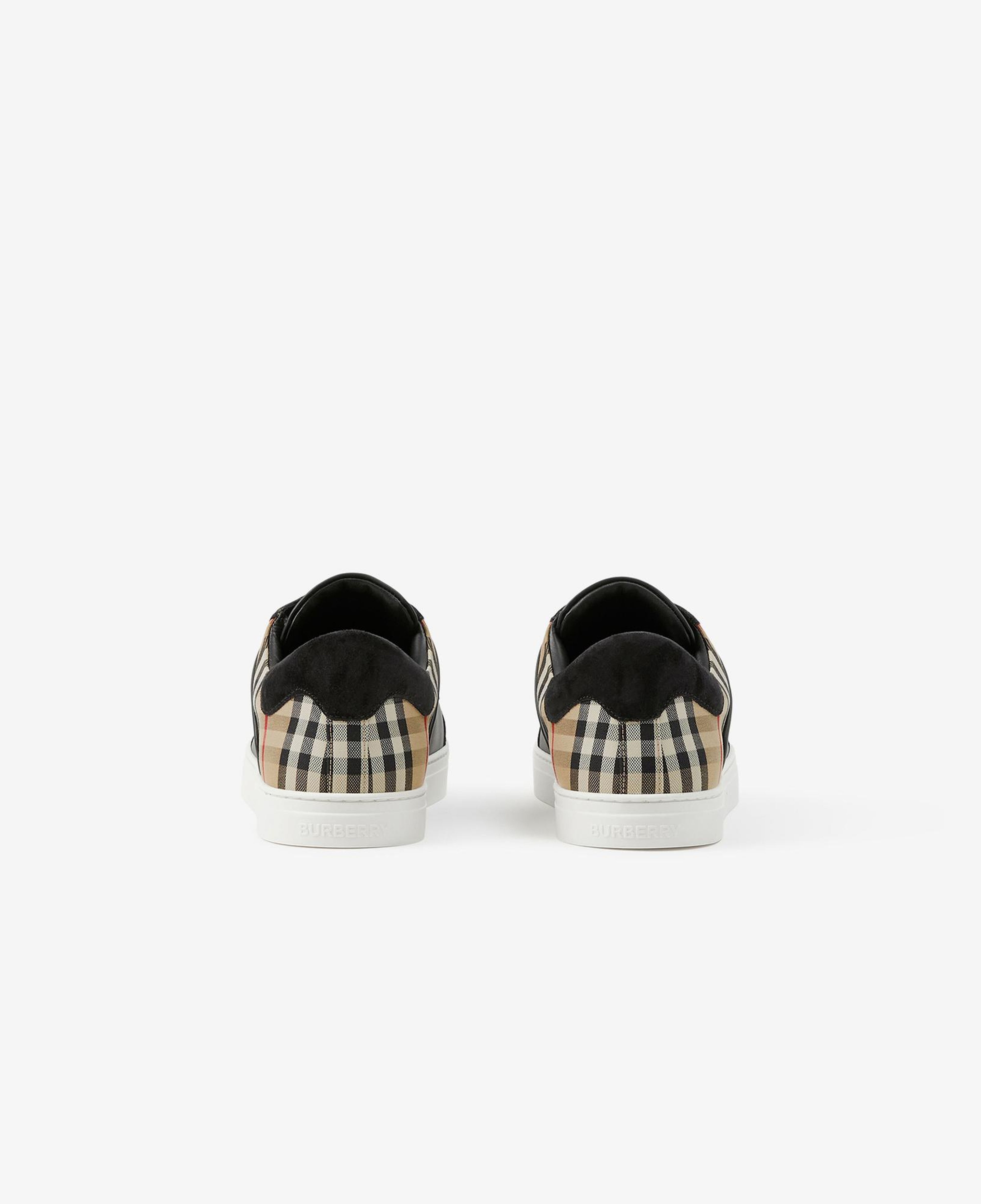 Burberry Leather, Suede and Check Erkek Siyah Sneaker