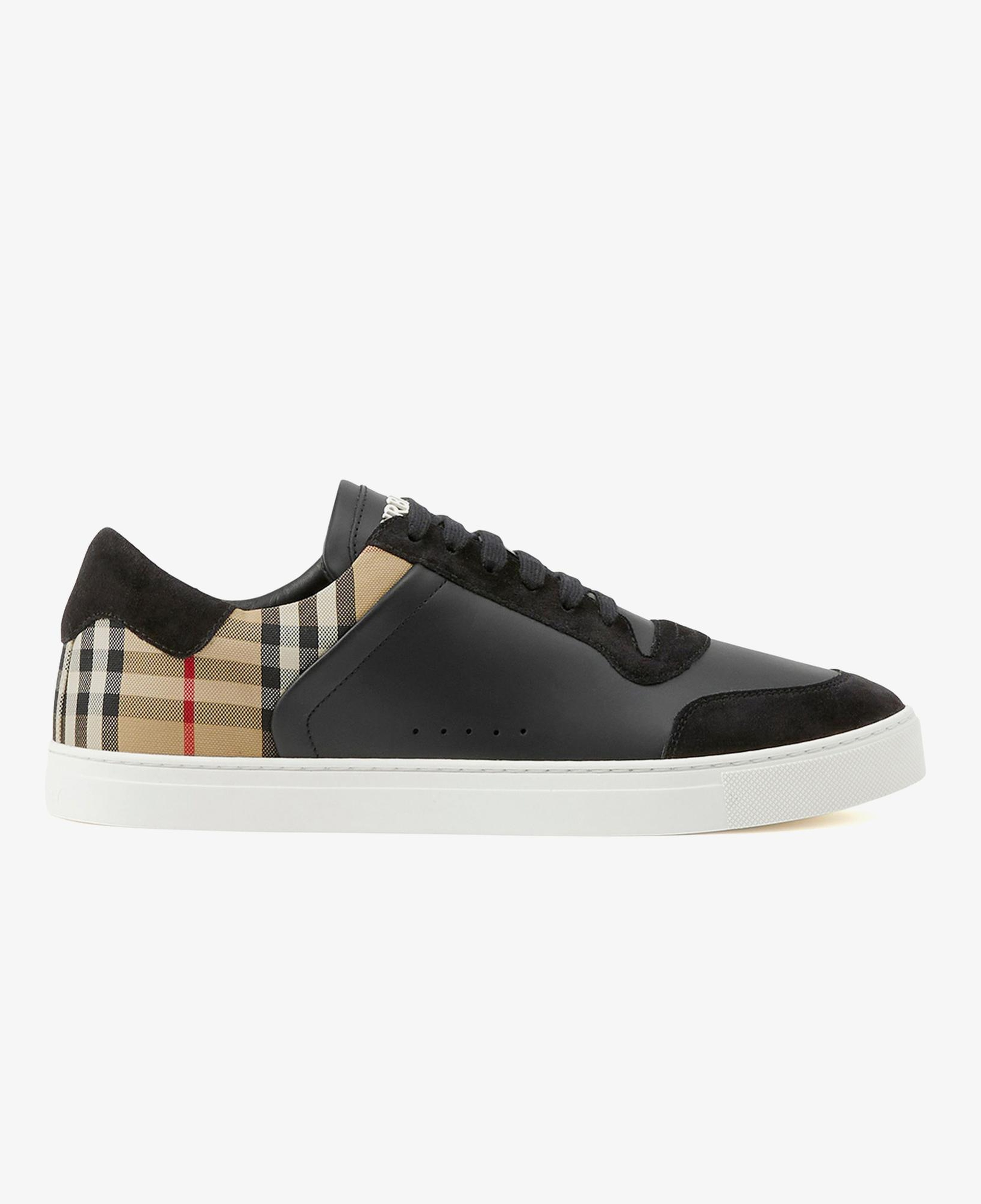 Burberry Leather, Suede and Check Erkek Siyah Sneaker