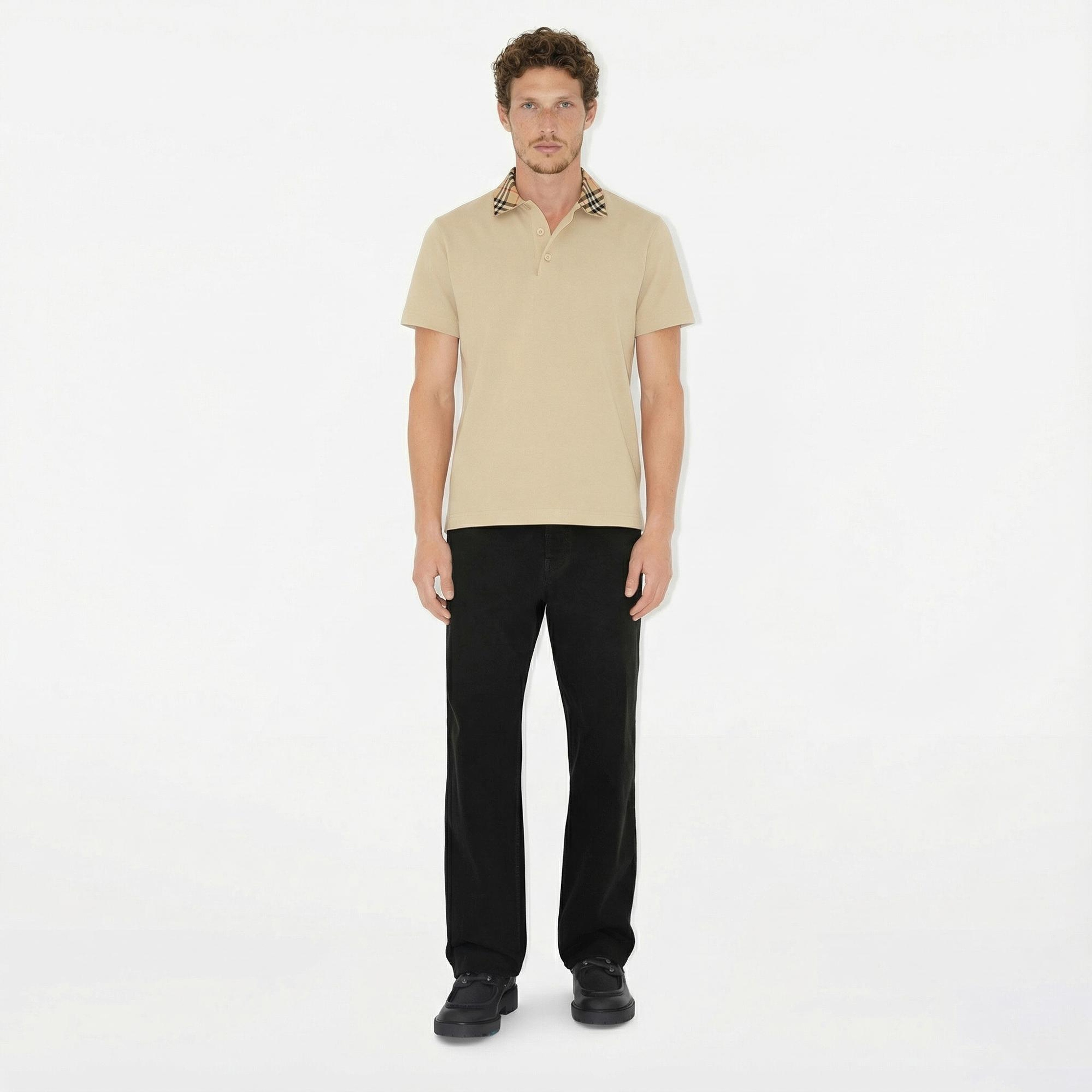 Burberry For Cotton Erkek Krem Polo