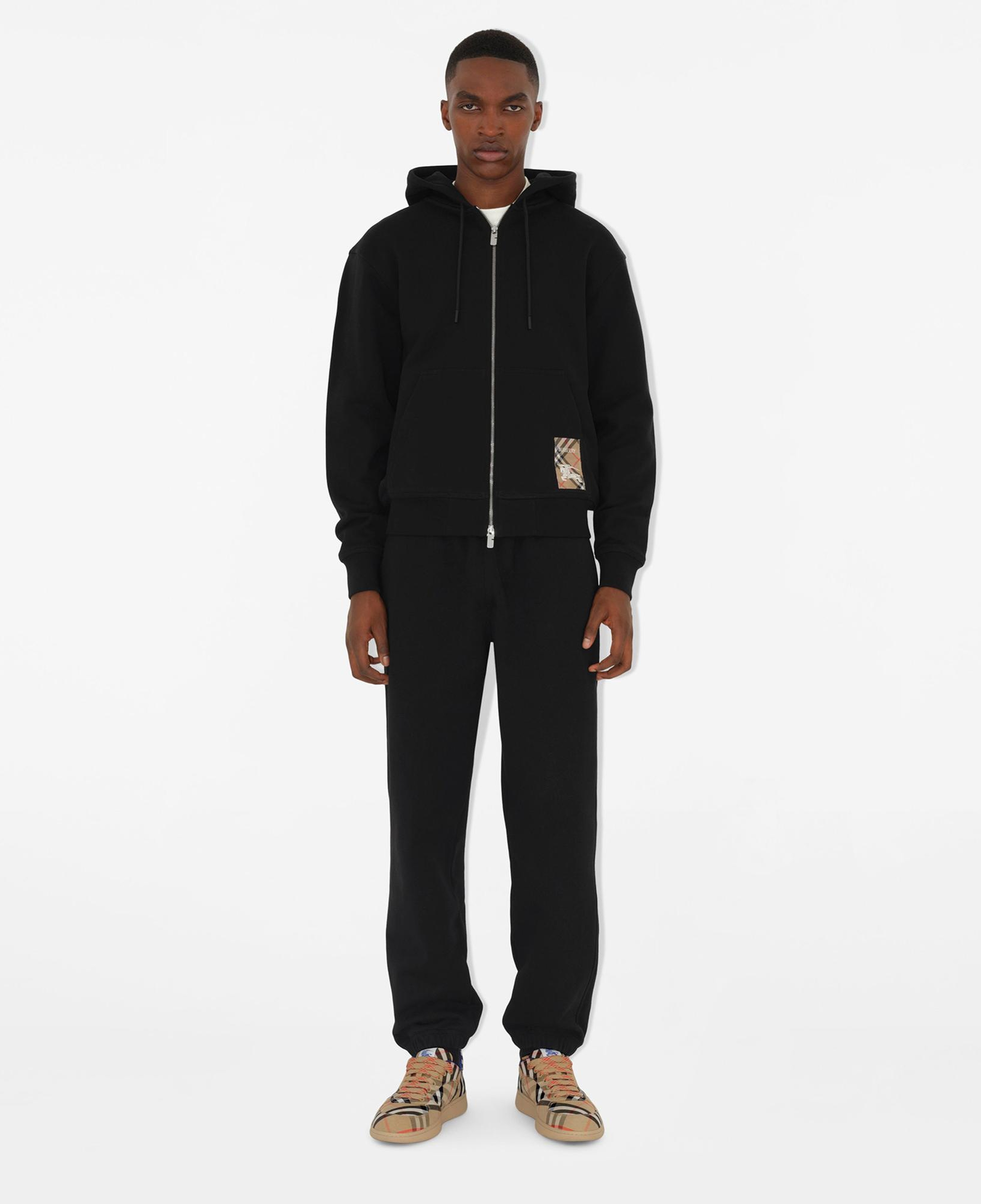 Burberry For Label Cotton Zip Erkek Siyah Hoodie