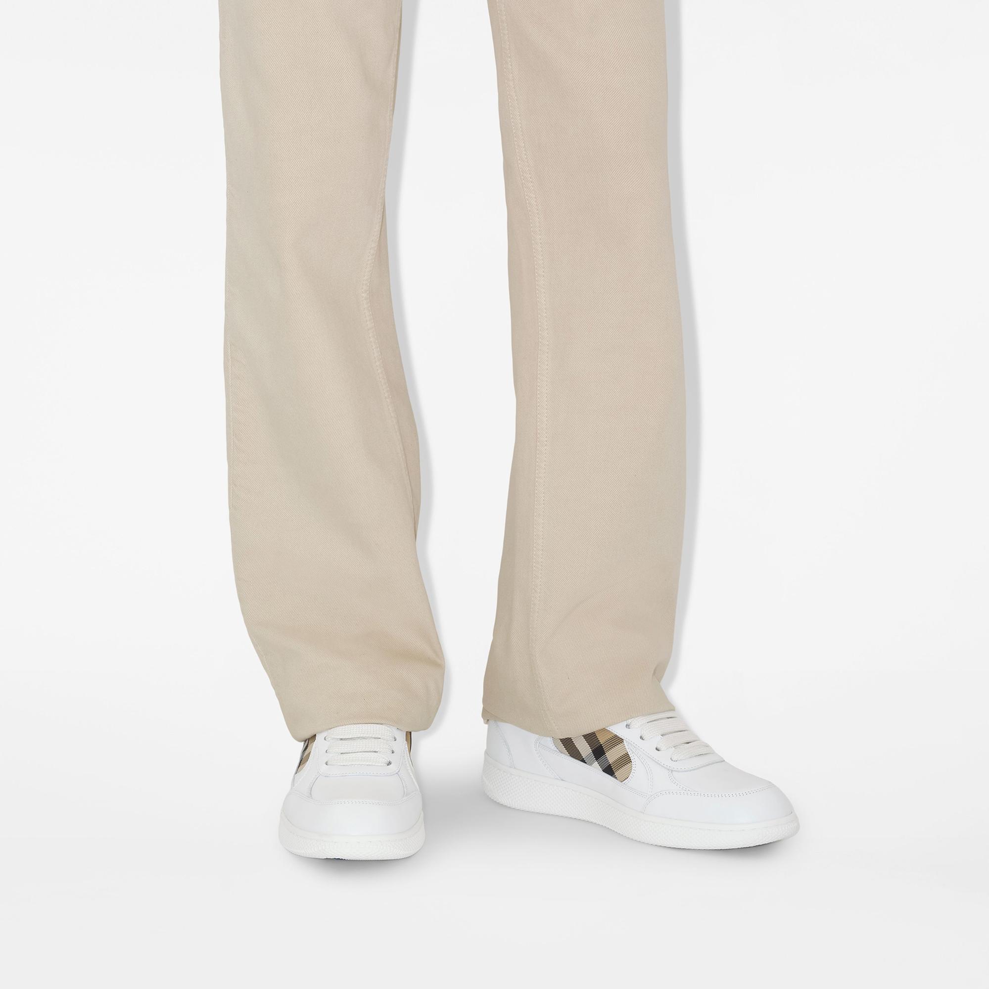 Burberry Mix Leather And Terrace Kadın Beyaz Sneaker