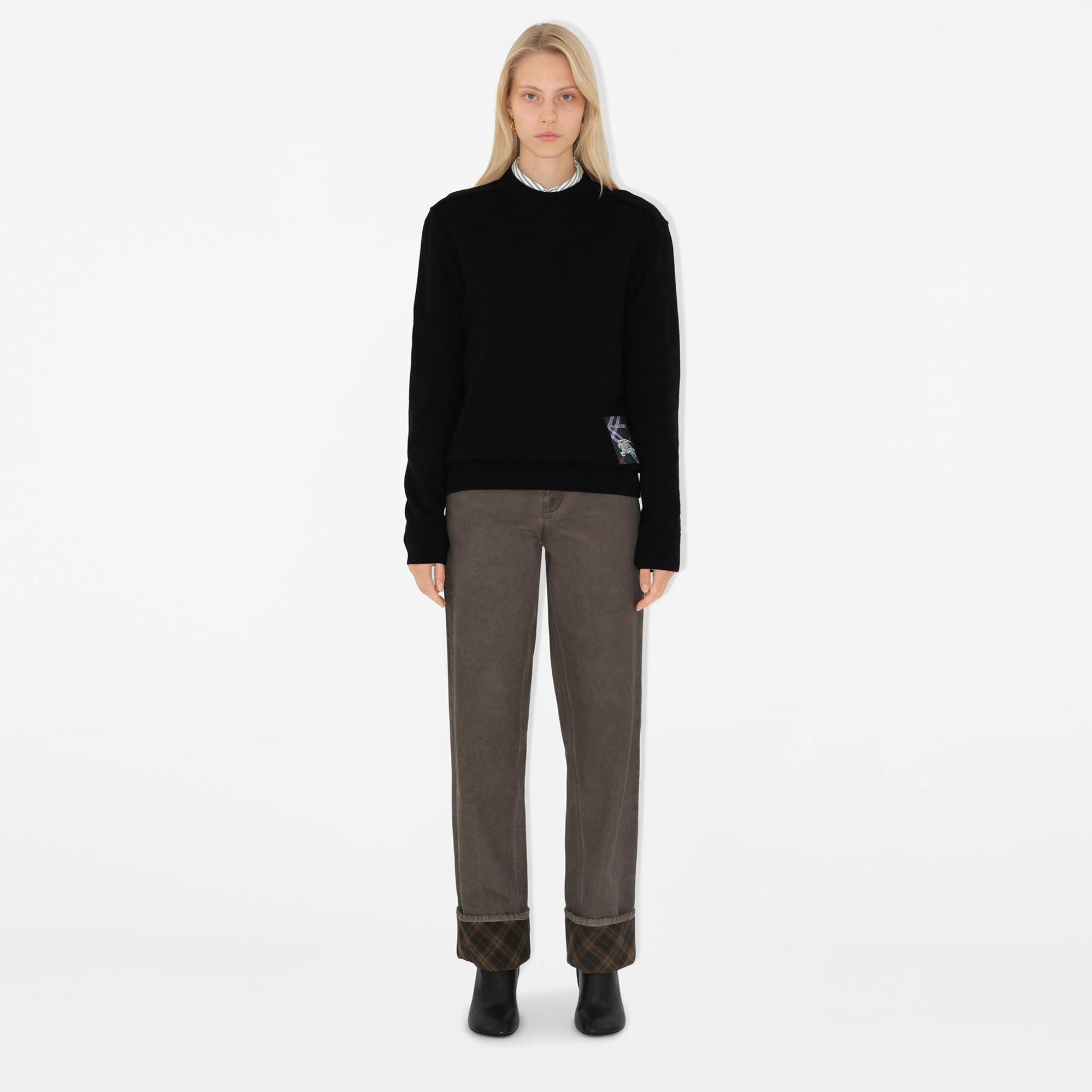 Burberry Smt Label Wool Kadın Siyah Kazak