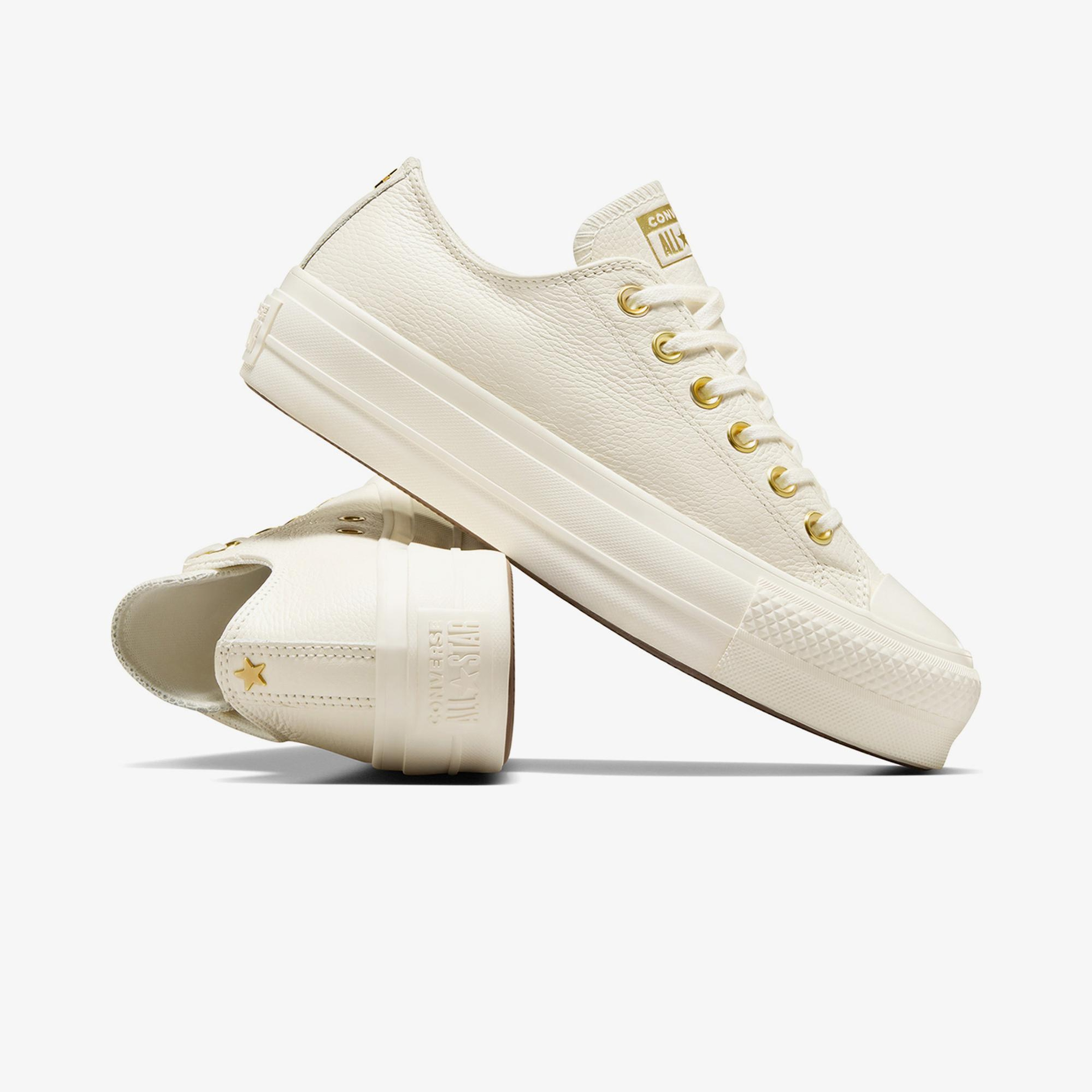 Converse Chuck Taylor All Star Lift Unisex Krem Deri Platform Sneaker