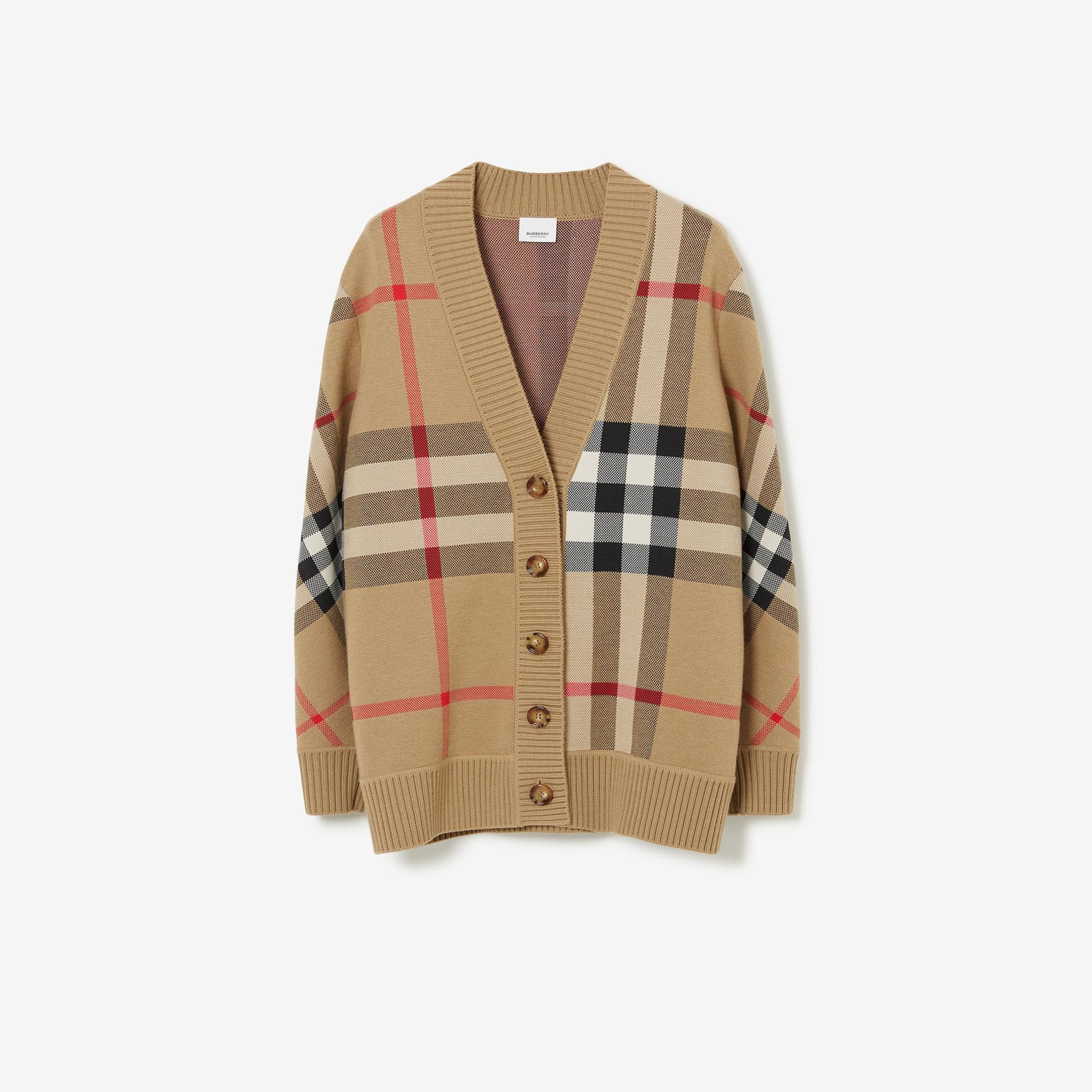 Burberry Check Yün Karışımlı Kadın Bej Hırka