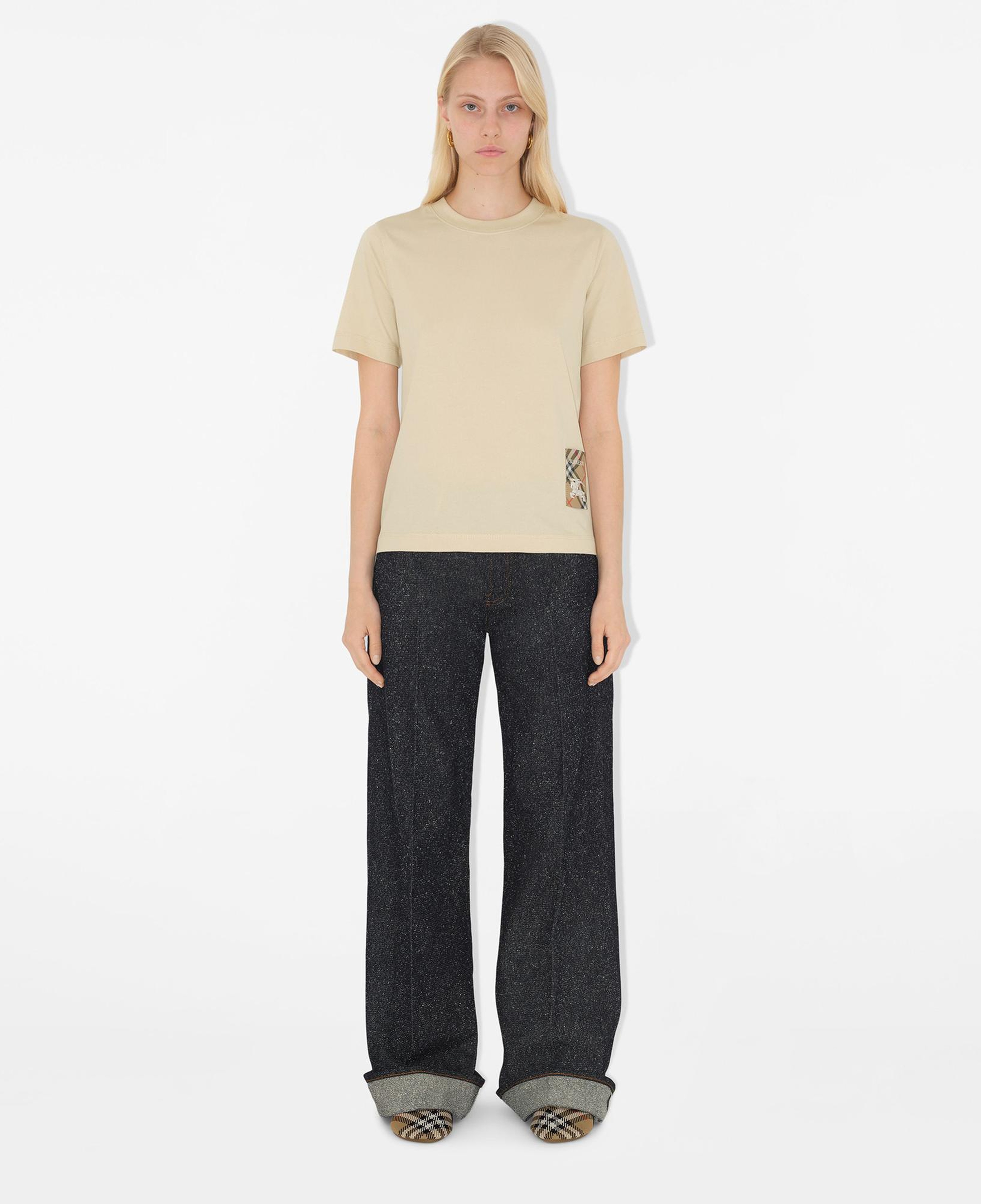 Burberry For Label Cotton Kadın Krem T-Shirt