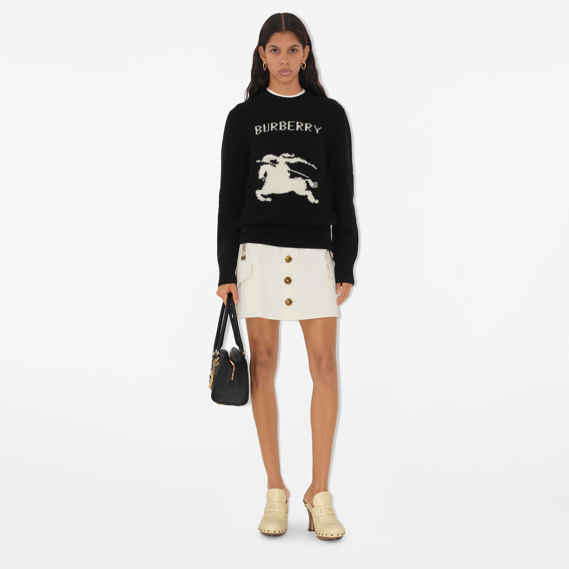 Burberry Pai Wool Cashmere Kadın Siyah Kazak