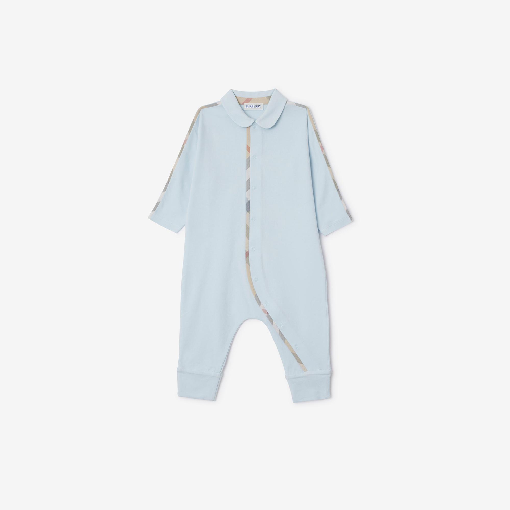 Burberry Hamilton Stretch Cotton Three-Piece Çocuk Mavi Bebek Takımı