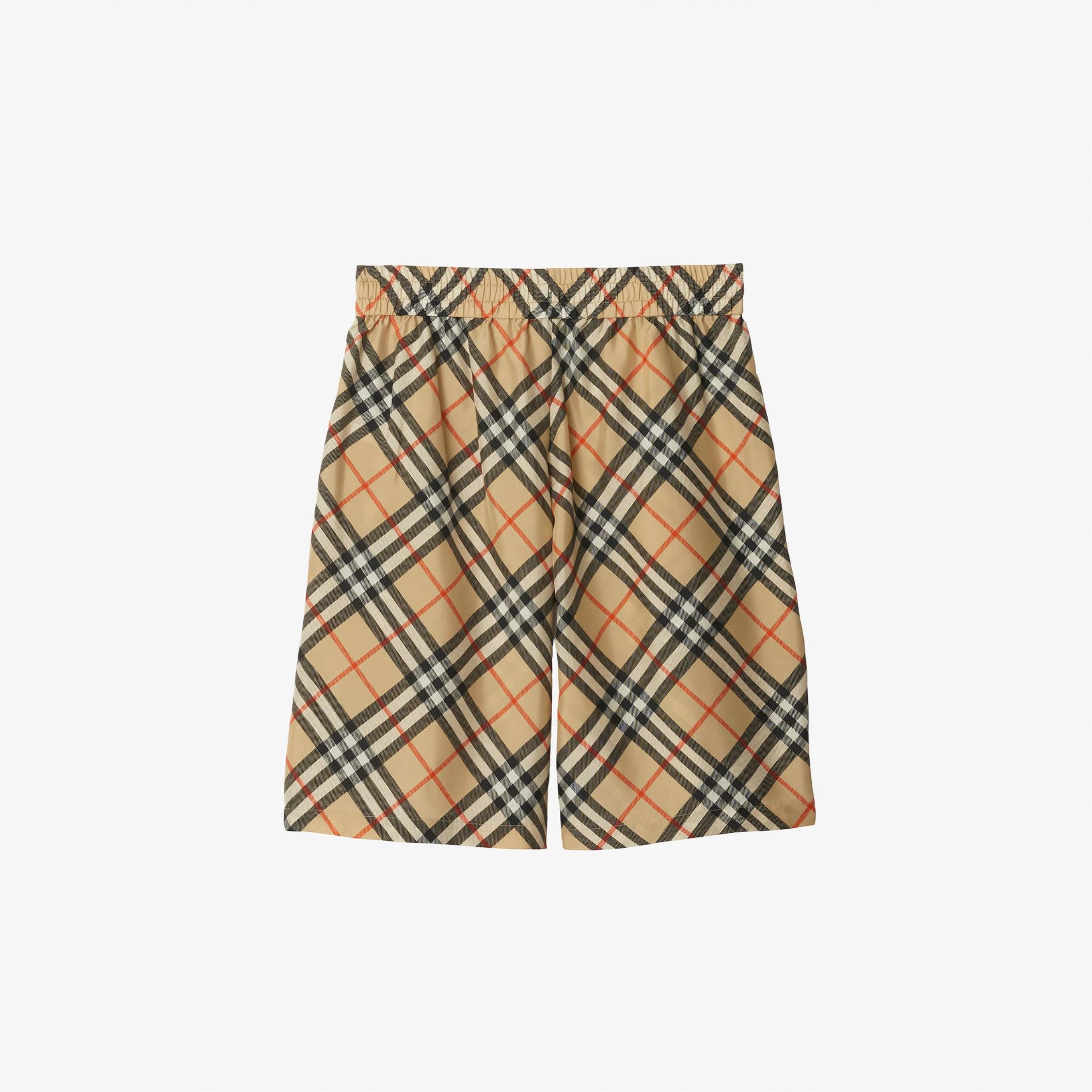 Burberry Check İpek Erkek Bej Şort