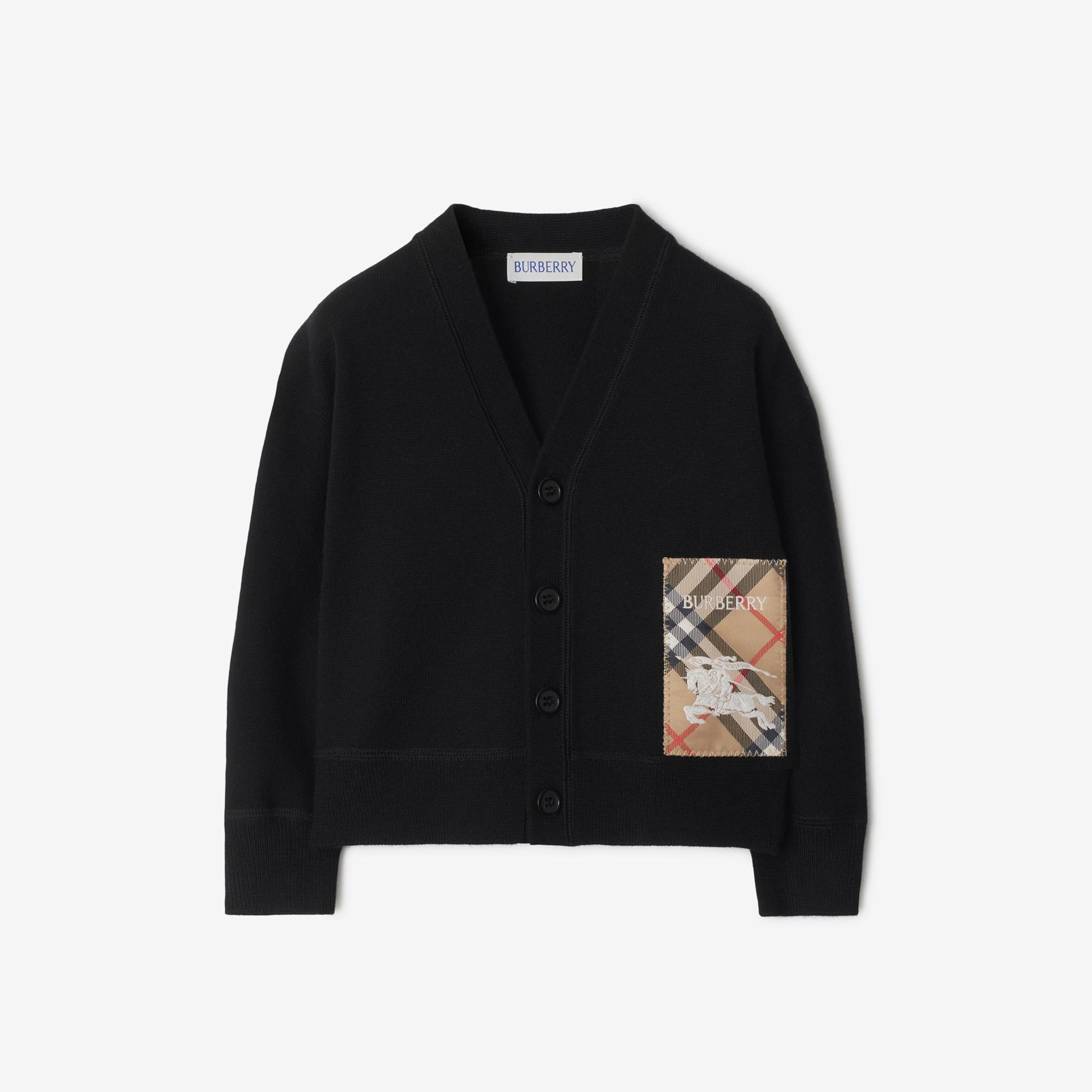 Burberry Romie Label Wool Cardigan Çocuk Siyah Hırka